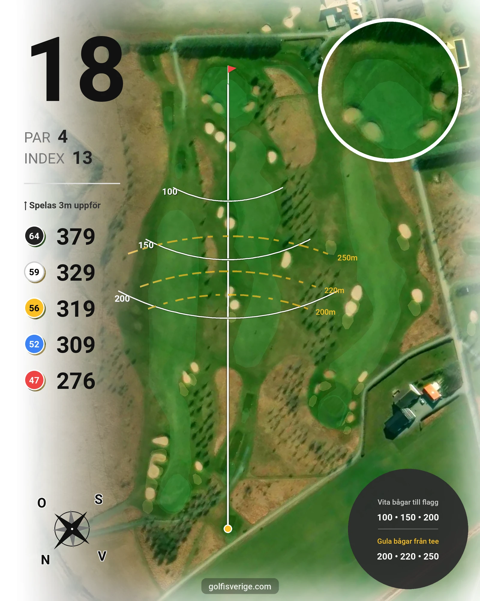 Banguide Abbekås Golfbana hål 18 karta