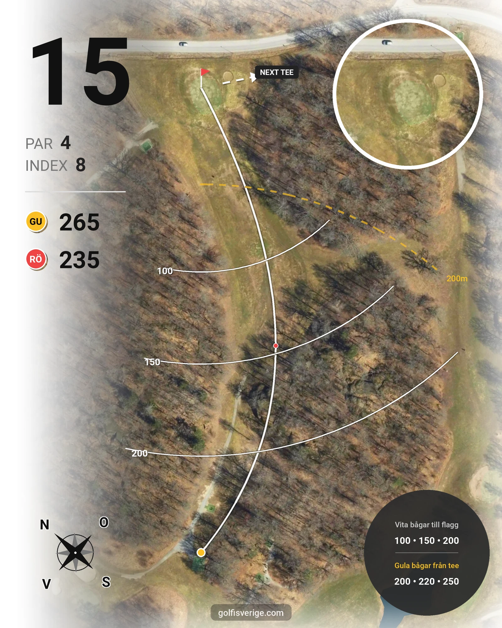 Banguide 9-hålsbanan på Ågesta Golfklubb - Hål 15 karta