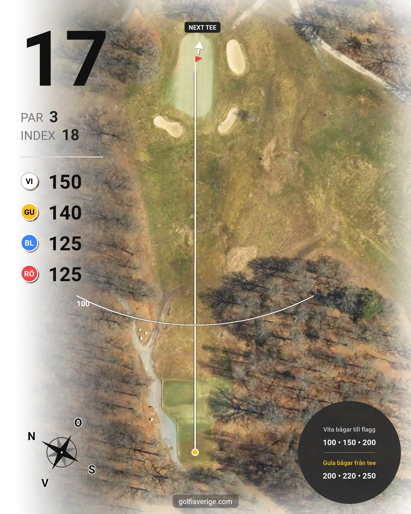 Banguide 18-hålsbanan på Ågesta Golfklubb - Hål 17 karta