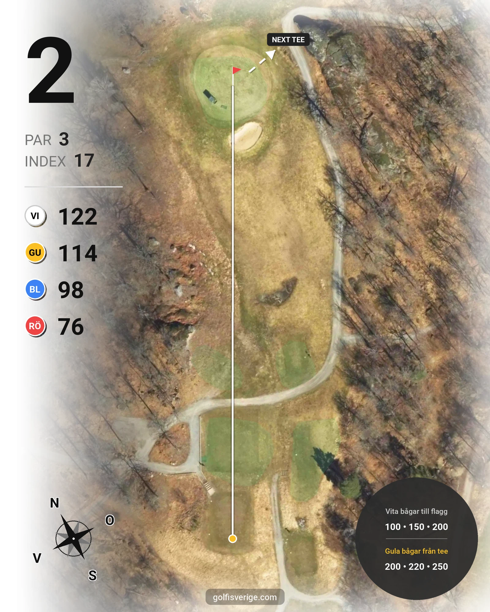 Banguide 18-hålsbanan på Ågesta Golfklubb - Hål 2 karta