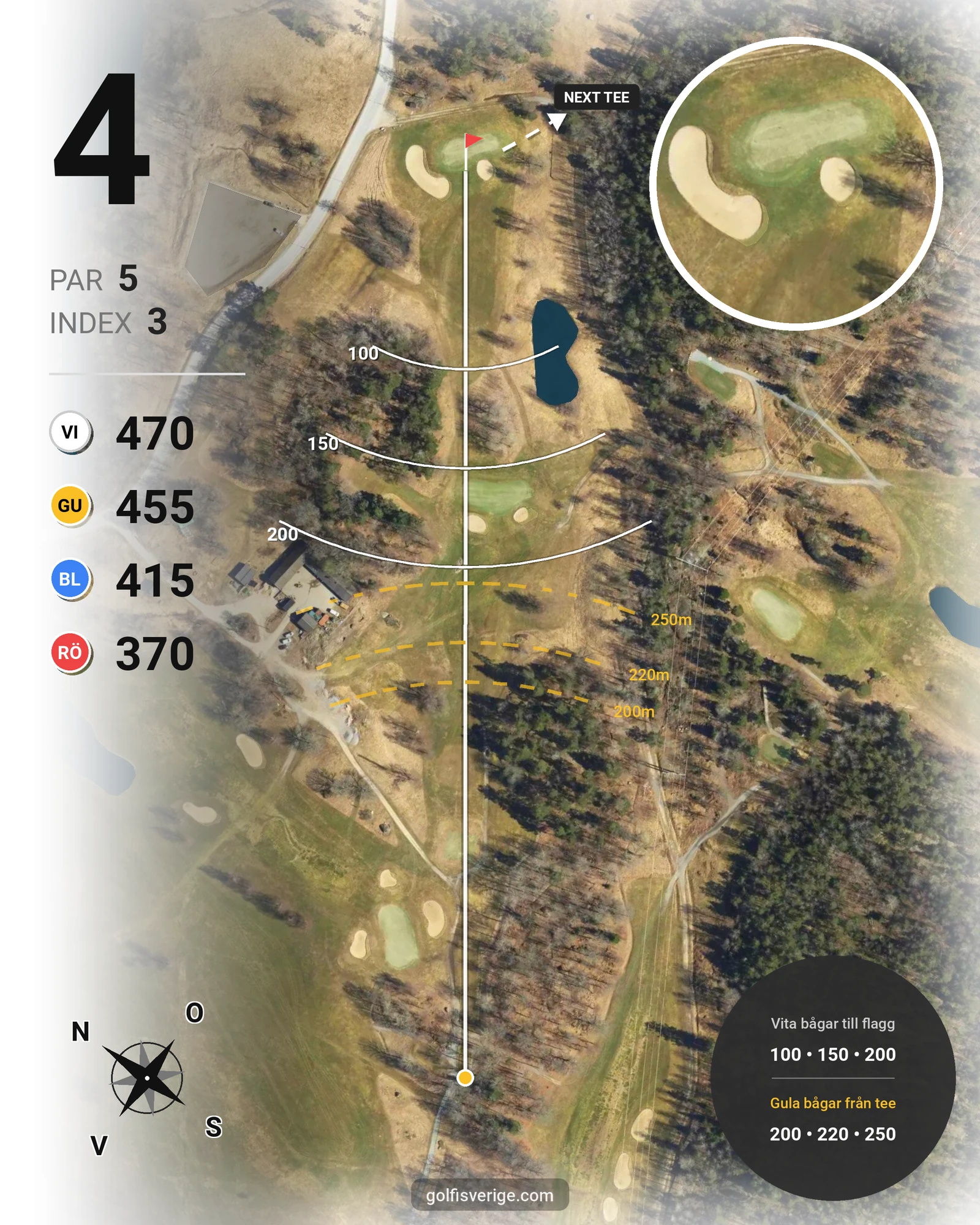 Banguide 18-hålsbanan på Ågesta Golfklubb - Hål 4 karta