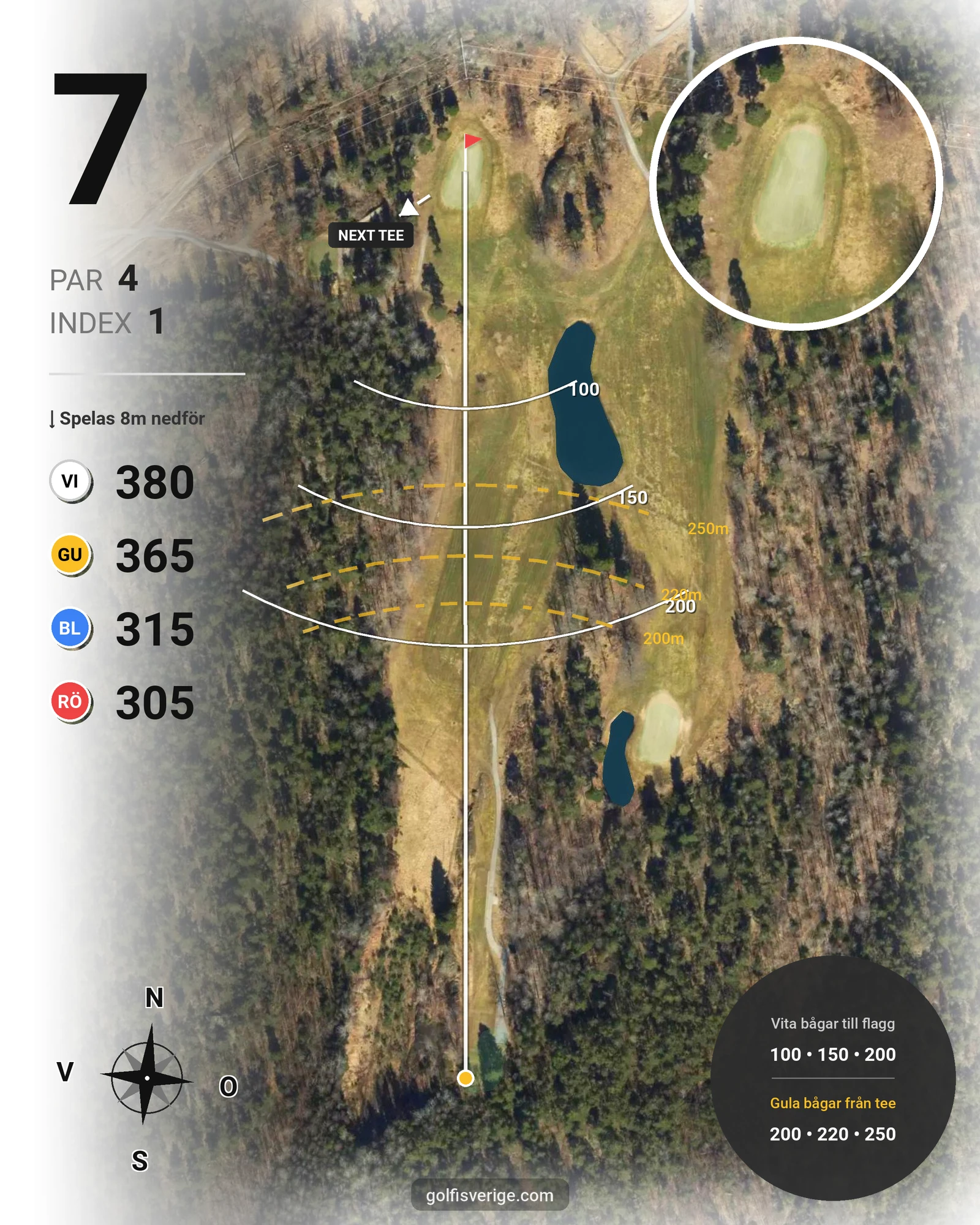 Banguide 18-hålsbanan på Ågesta Golfklubb - Hål 7 karta