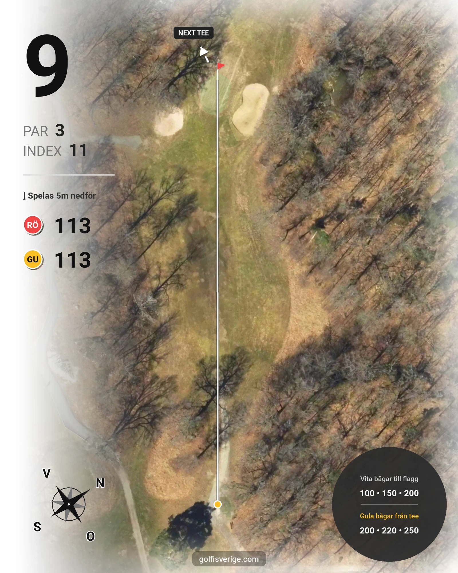 Banguide 9-hålsbanan på Ågesta Golfklubb - Hål 9 karta