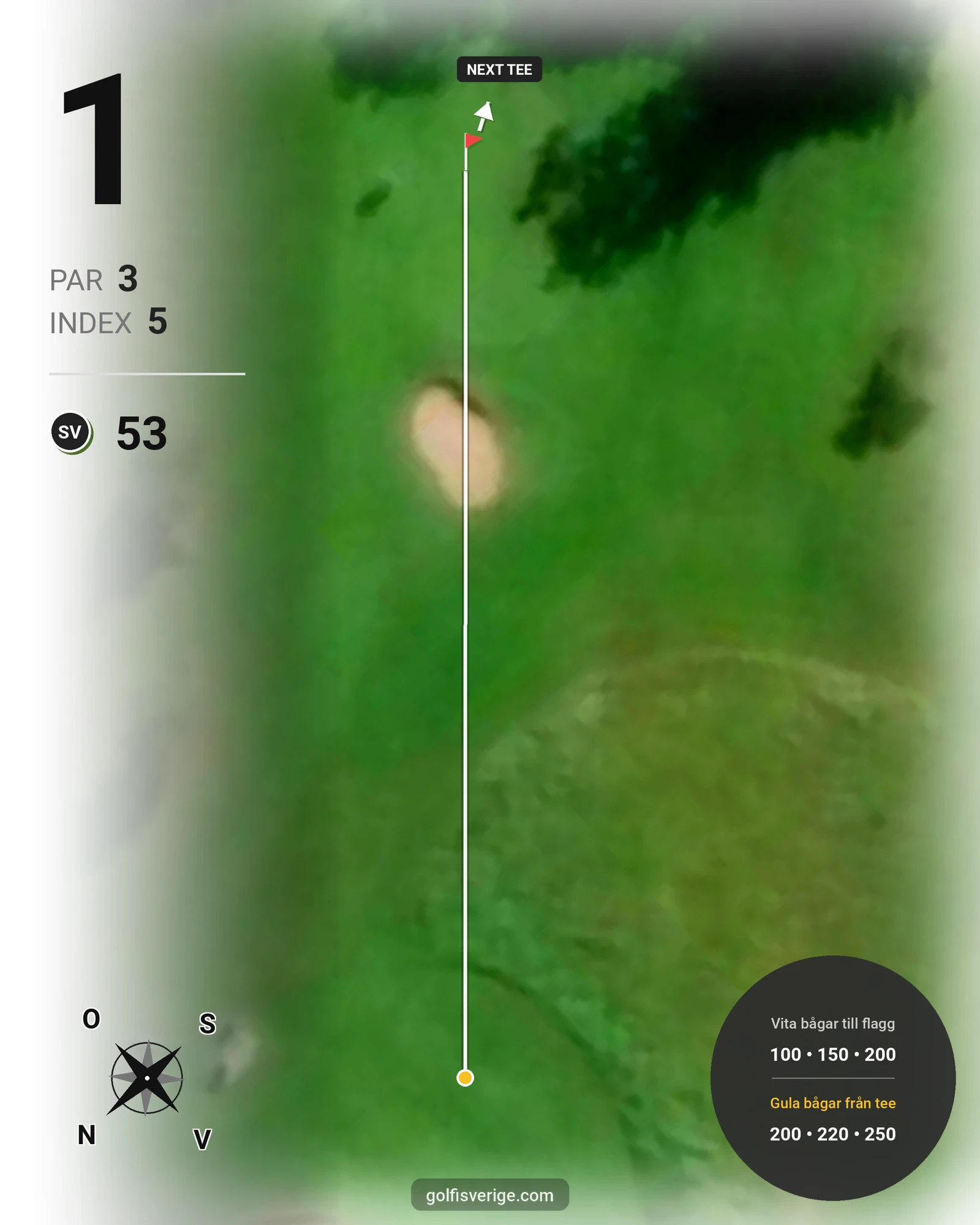 Banguide Åkagårdens Korthålsbana 6hål på Åkagårdens Golfklubb - Hål 1 karta