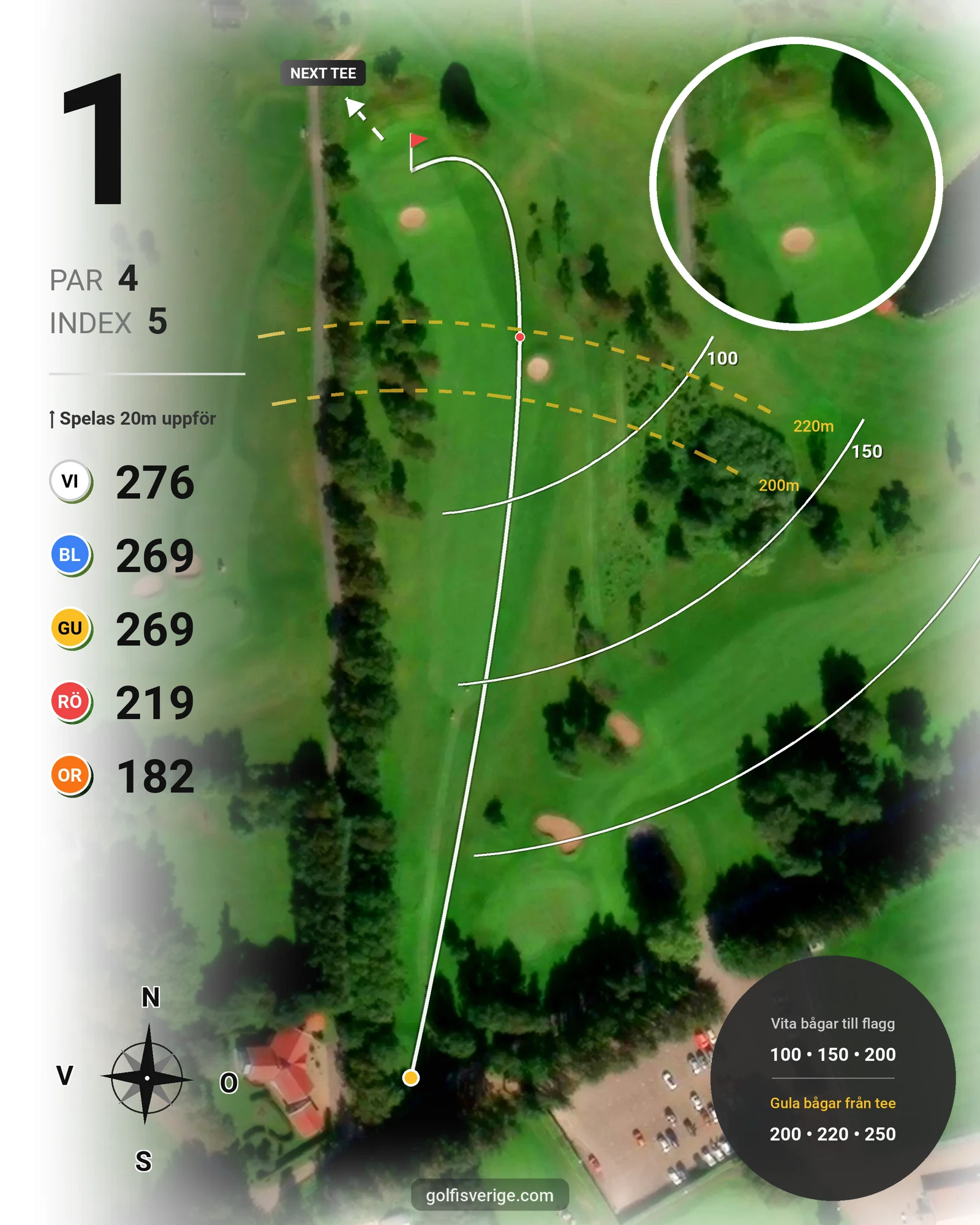 Banguide Åkagårdens GK 18hål på Åkagårdens Golfklubb - Hål 1 karta