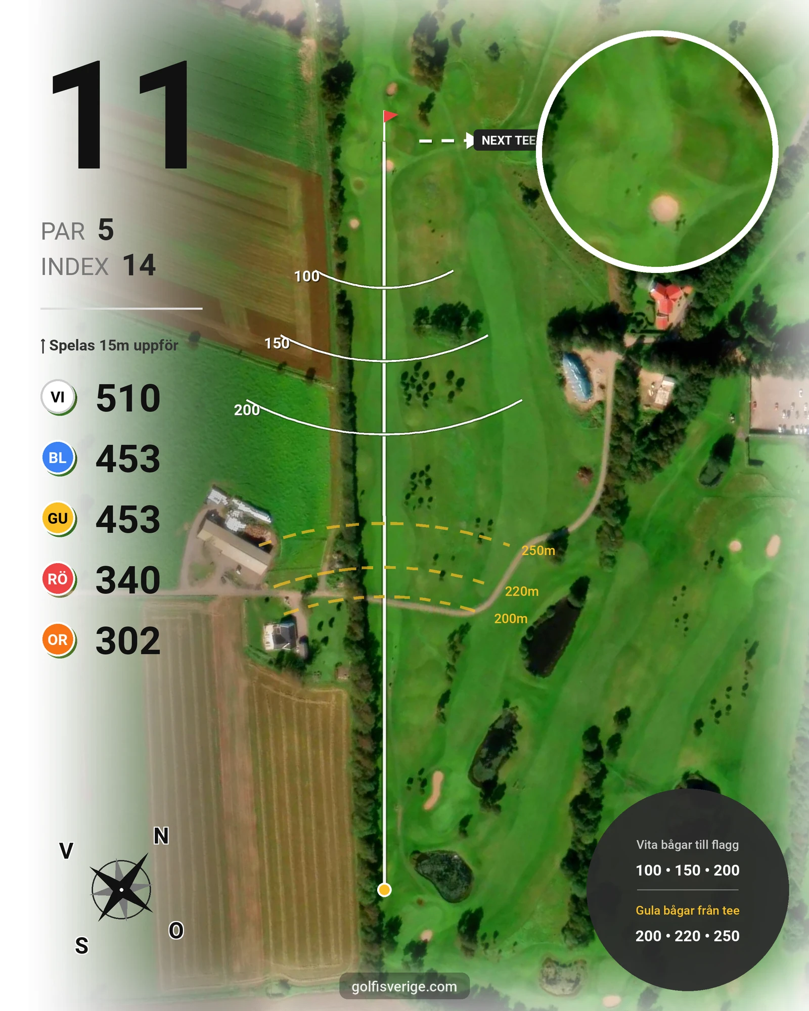 Banguide Åkagårdens GK 18hål på Åkagårdens Golfklubb - Hål 11 karta