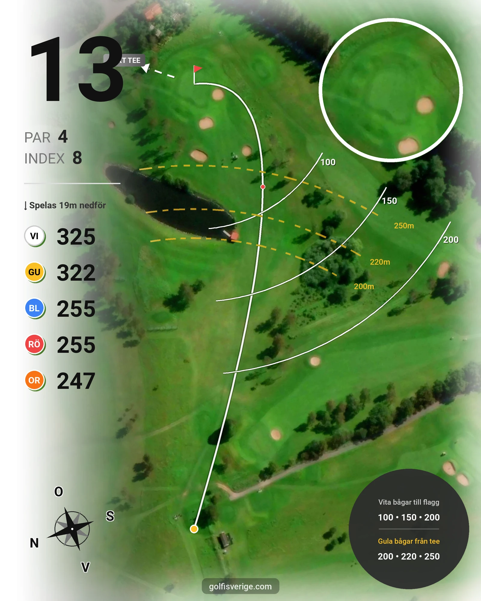 Banguide Åkagårdens GK 18hål på Åkagårdens Golfklubb - Hål 13 karta