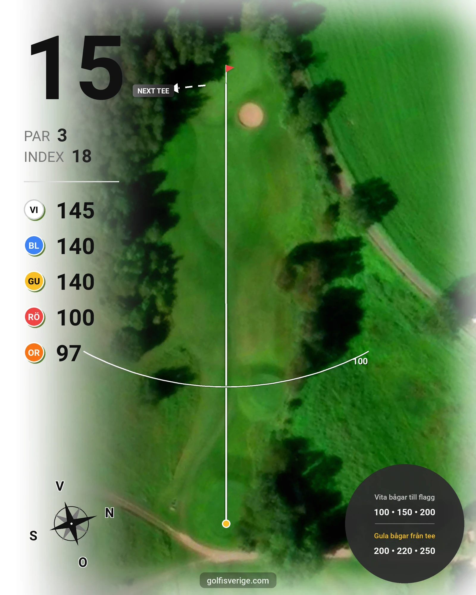 Banguide Åkagårdens GK 18hål på Åkagårdens Golfklubb - Hål 15 karta