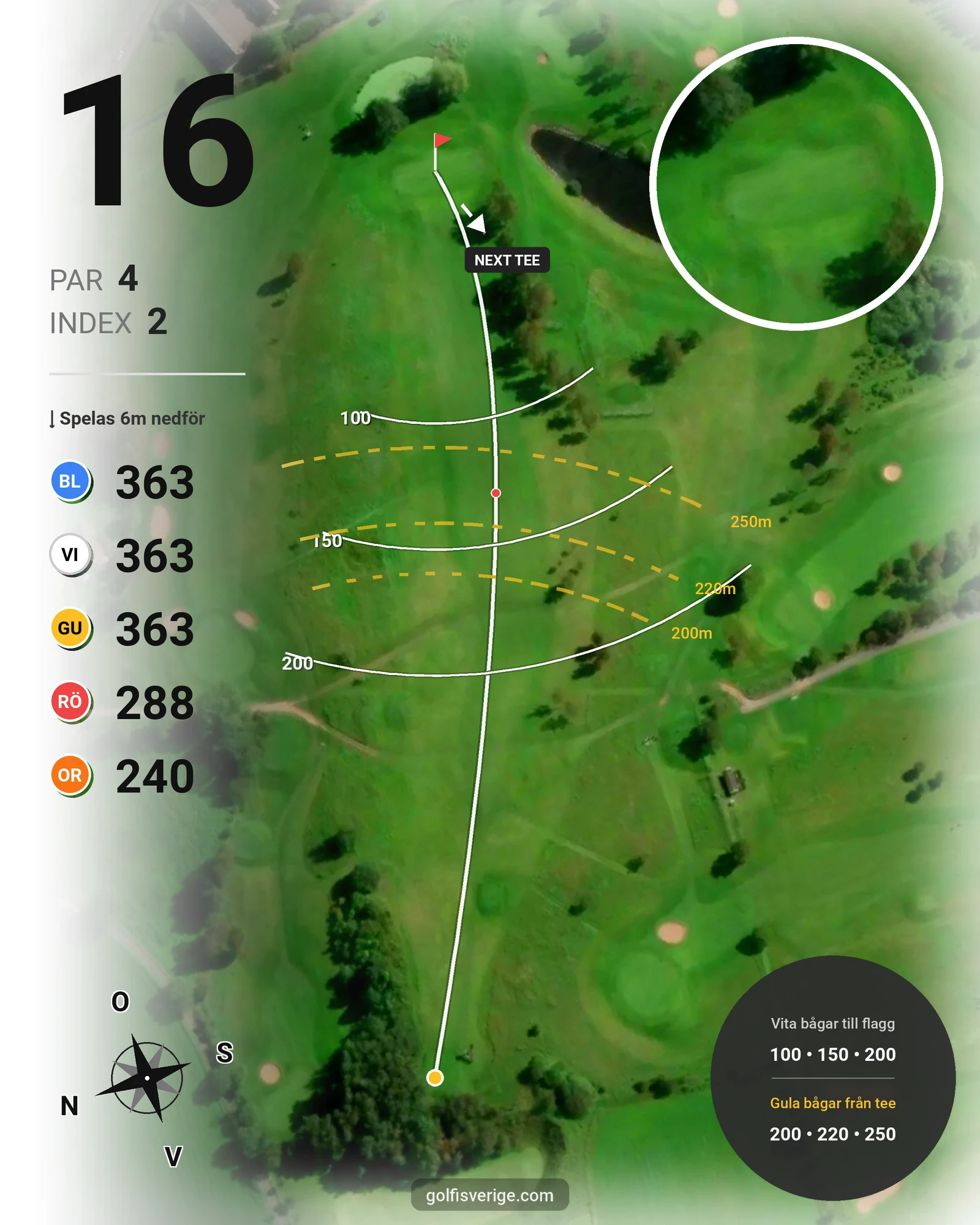 Banguide Åkagårdens GK 18hål på Åkagårdens Golfklubb - Hål 16 karta