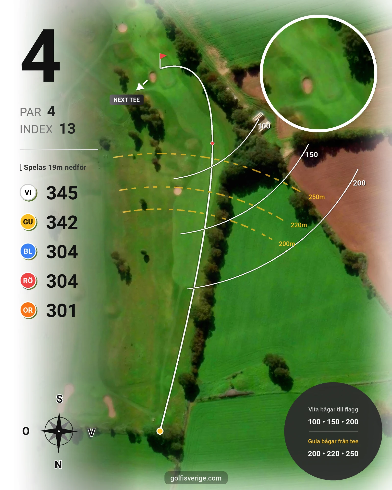 Banguide Åkagårdens GK 18hål på Åkagårdens Golfklubb - Hål 4 karta