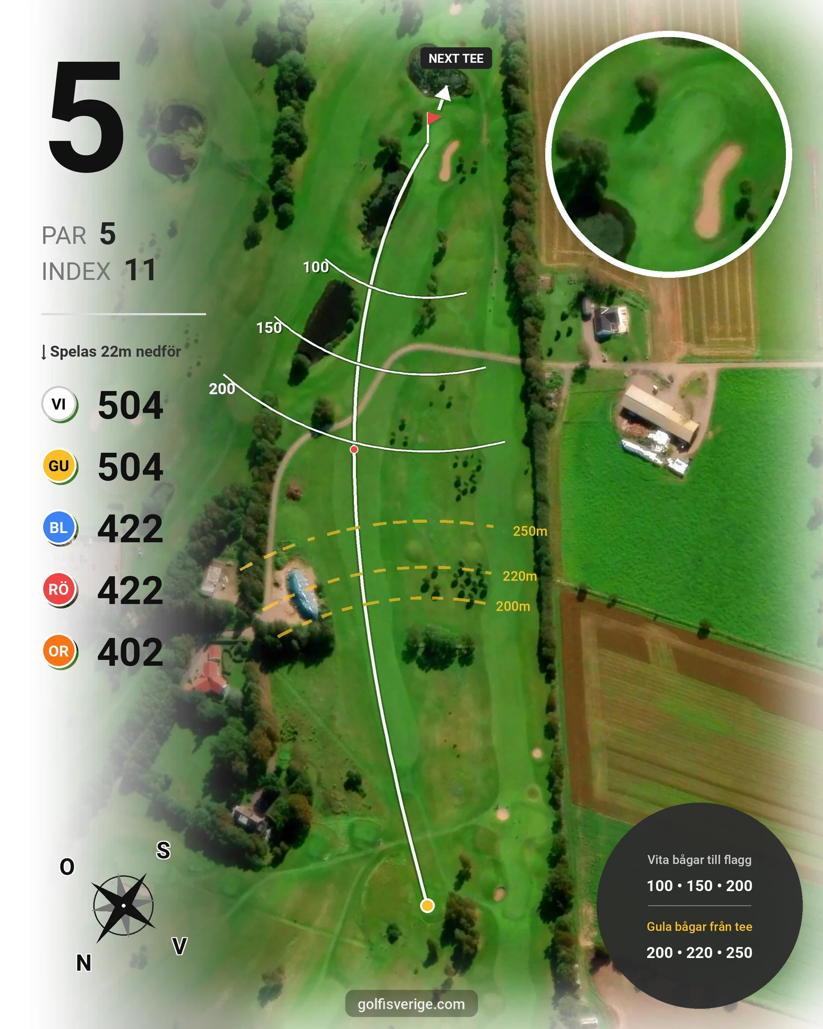 Banguide Åkagårdens GK 18hål på Åkagårdens Golfklubb - Hål 5 karta