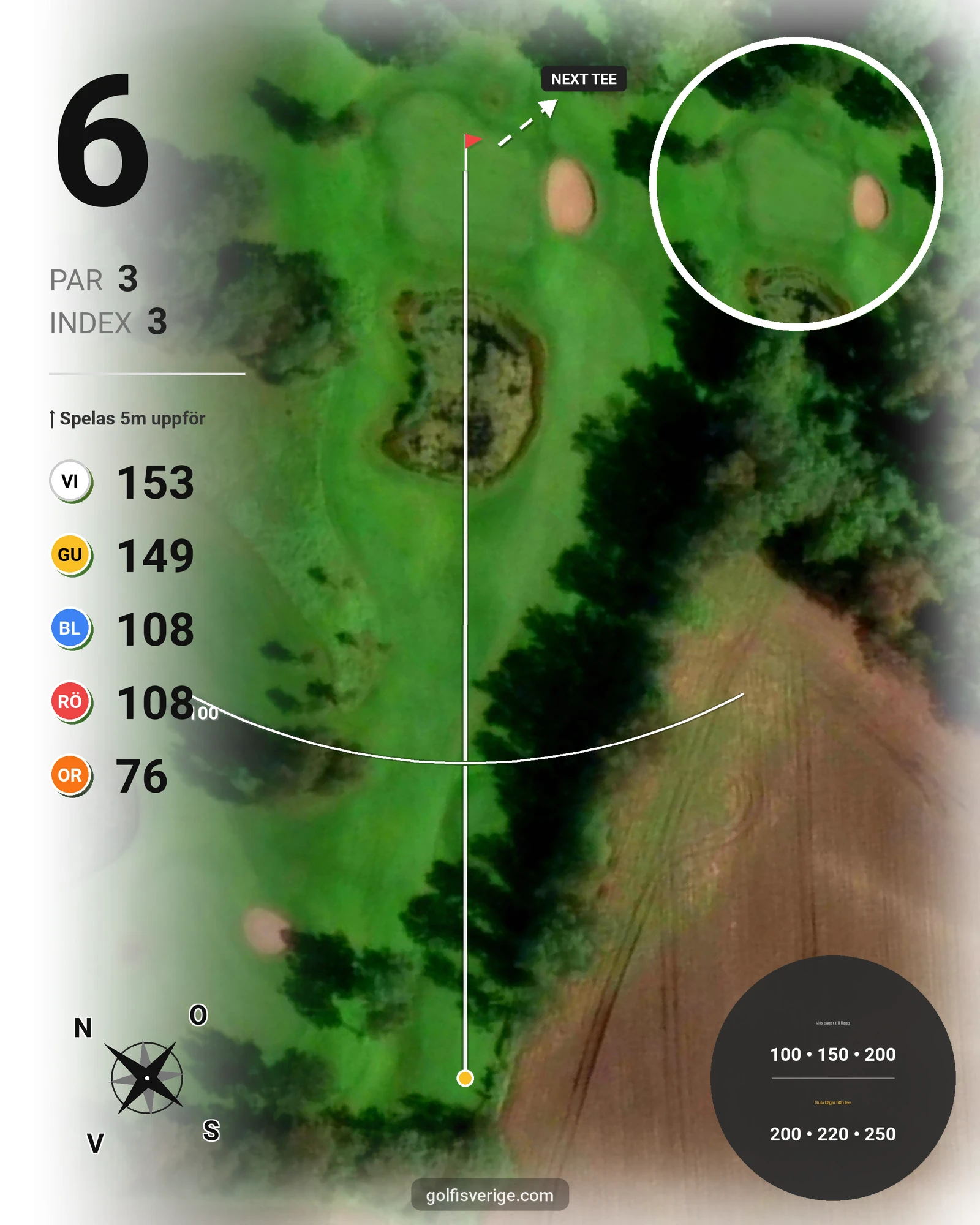 Banguide Åkagårdens GK 18hål på Åkagårdens Golfklubb - Hål 6 karta