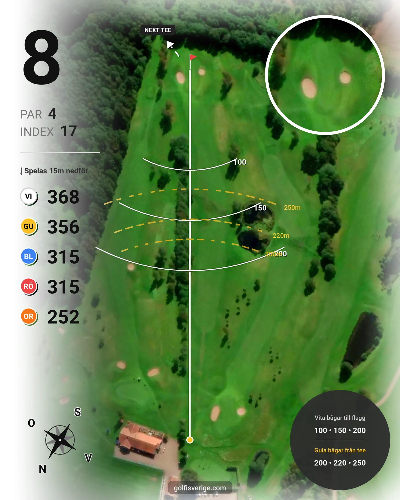 Banguide Åkagårdens GK 18hål på Åkagårdens Golfklubb - Hål 8 karta