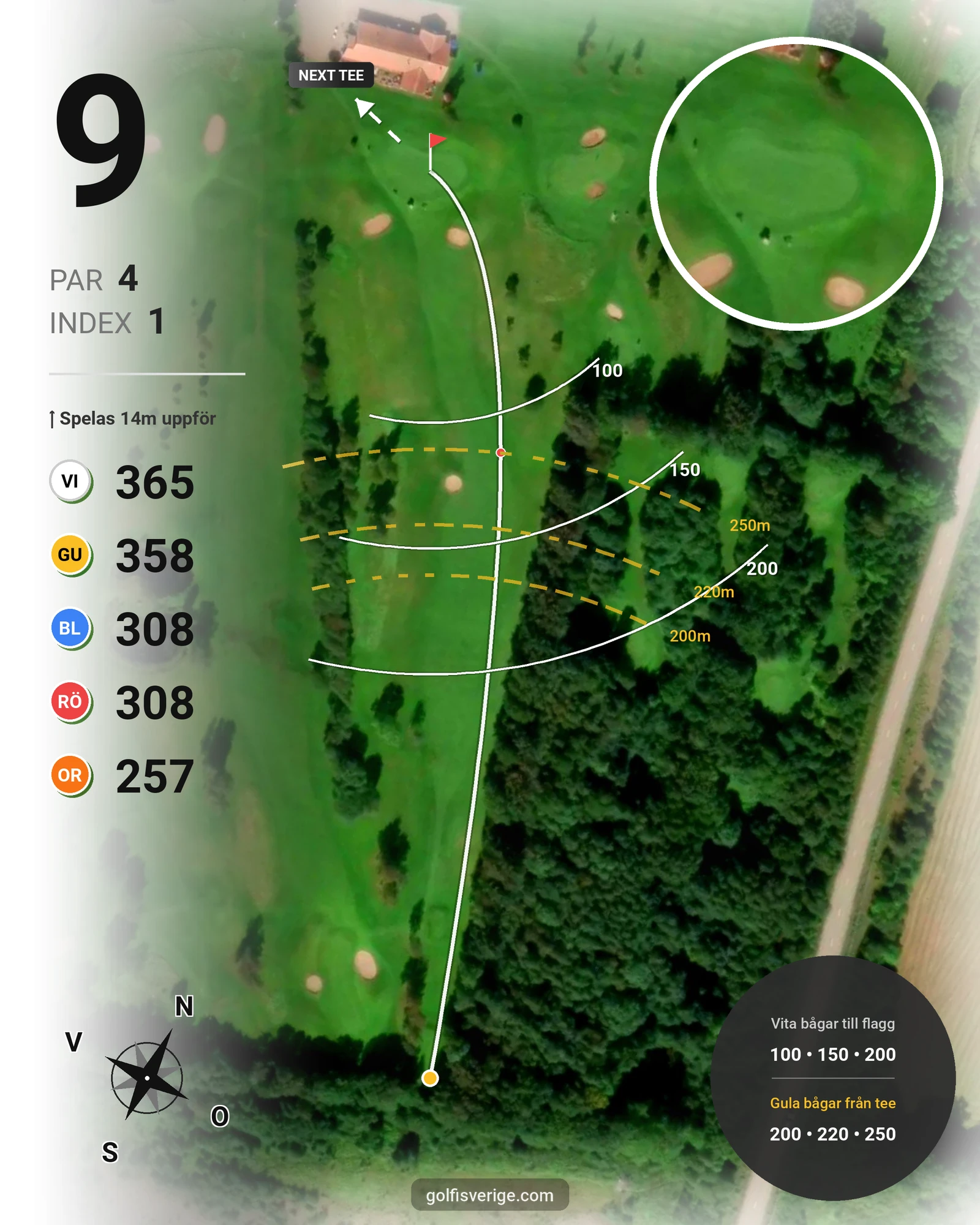 Banguide Åkagårdens GK 18hål på Åkagårdens Golfklubb - Hål 9 karta