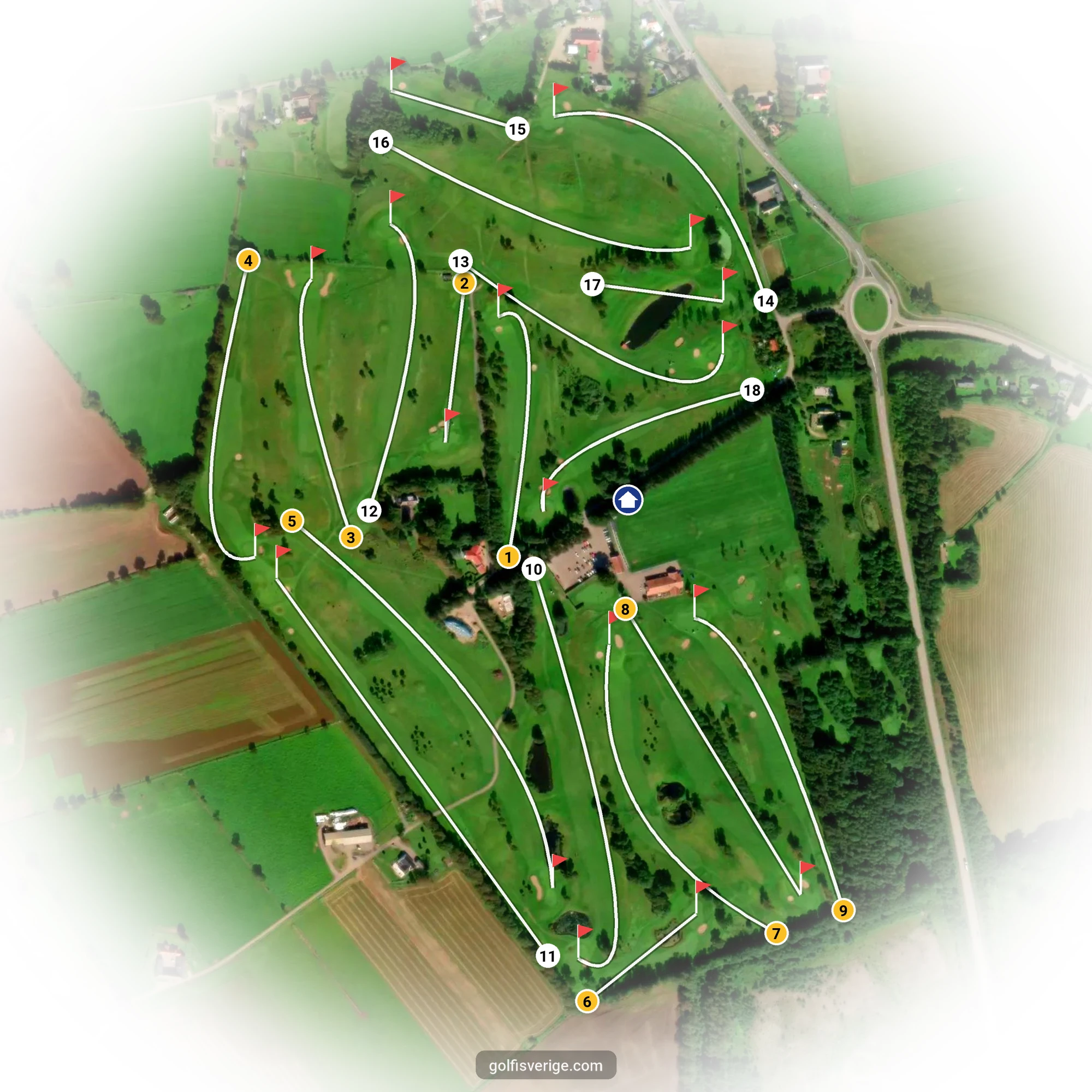 Banguide för Åkagårdens GK 18hål på Åkagårdens Golfklubb