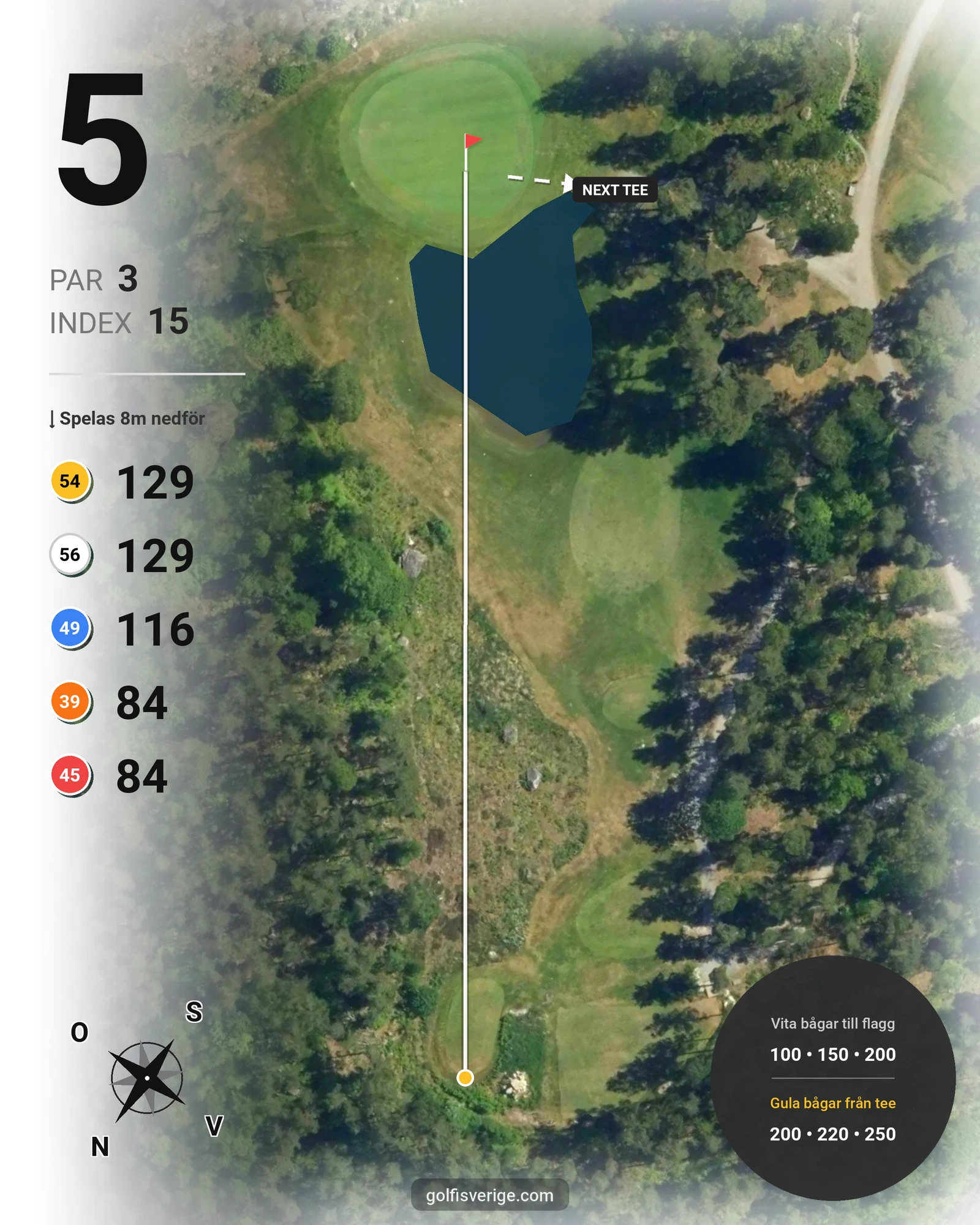 Banguide 18-Hålsbanan på Åkersberga Golfklubb - Hål 5 karta