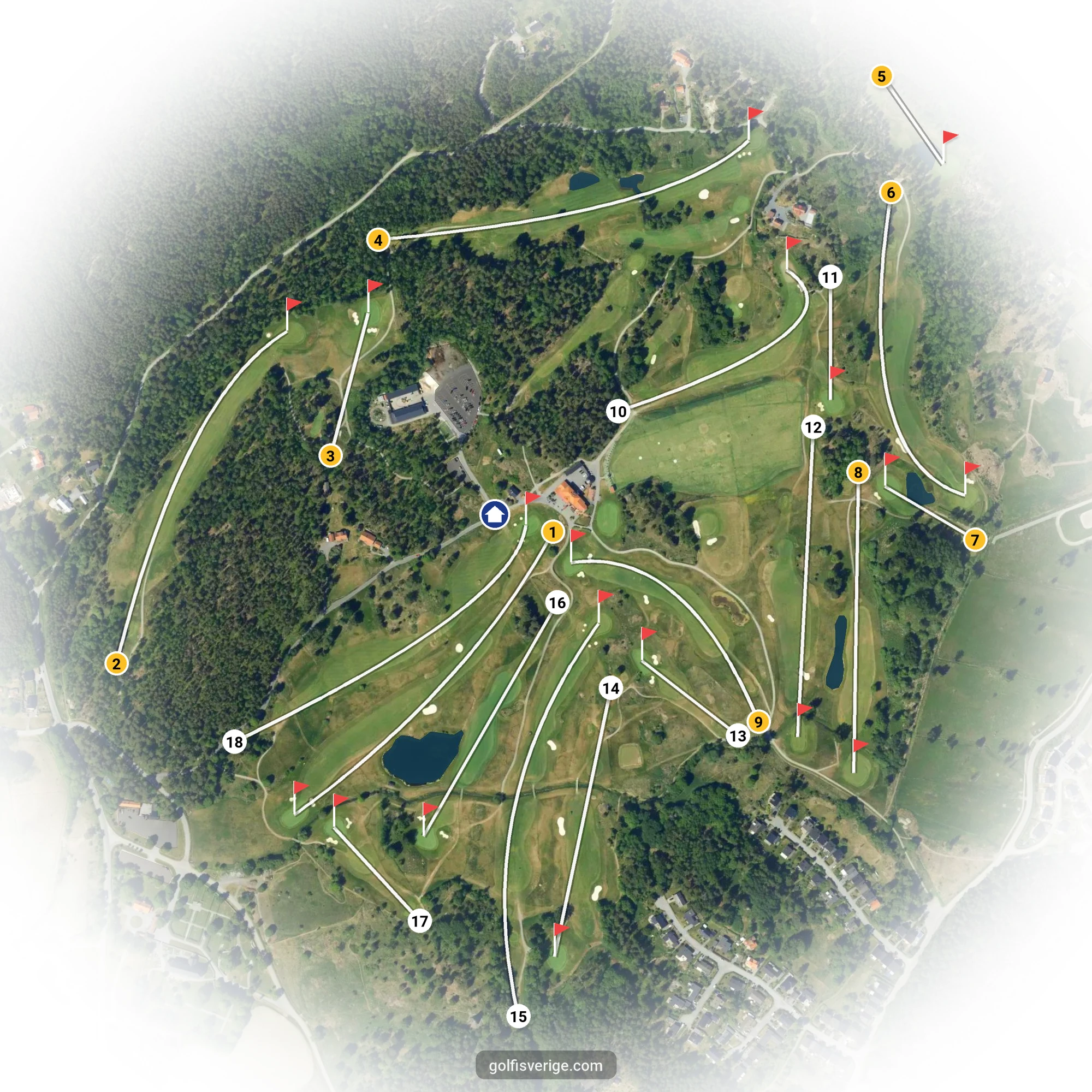 Banguide för 18-Hålsbanan på Åkersberga Golfklubb