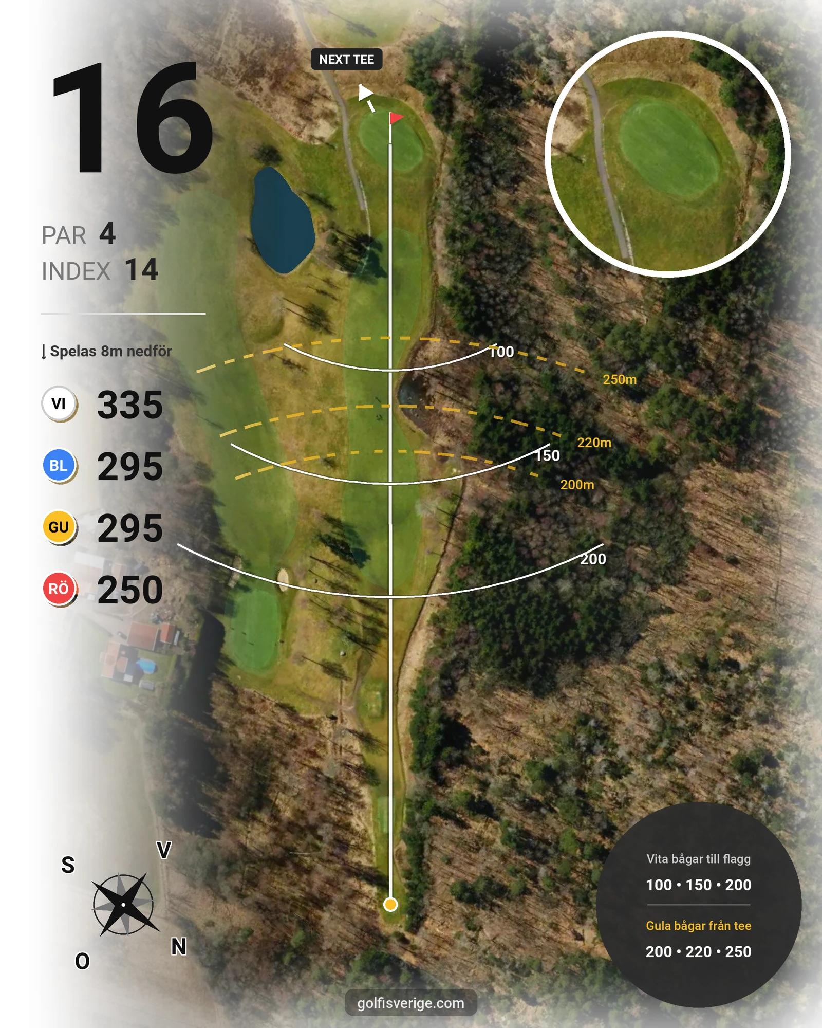 Banguide Birdiebanan hål 16 karta