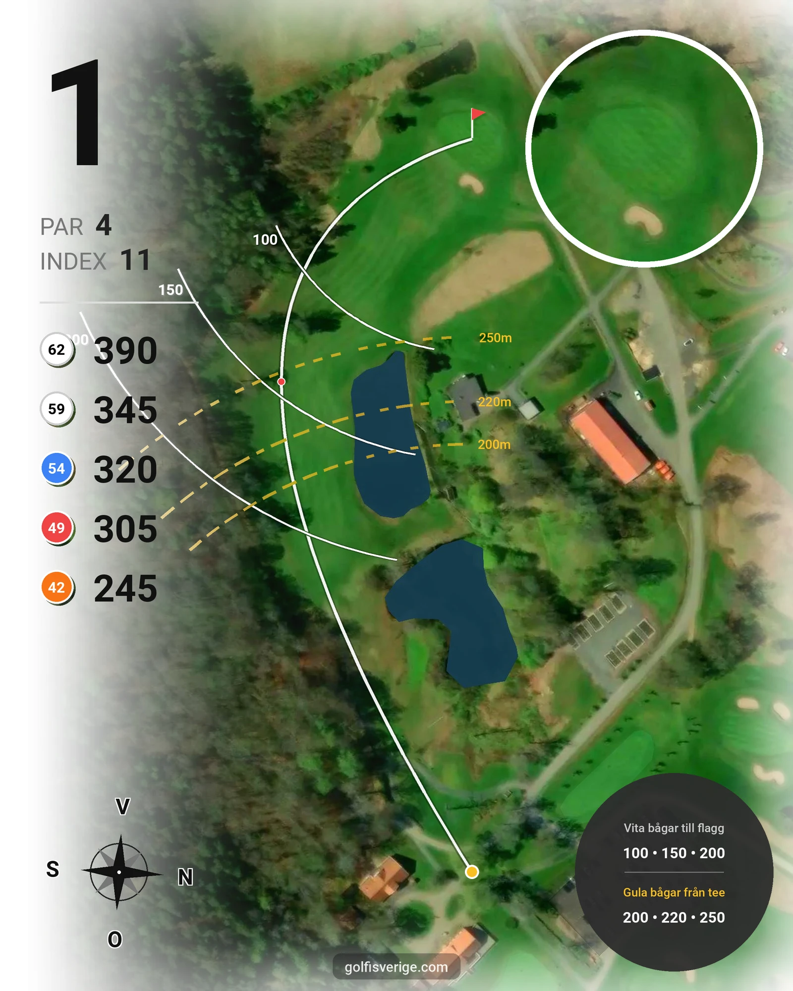 Banguide Kungsgården på Ale Golfklubb - Hål 1 karta