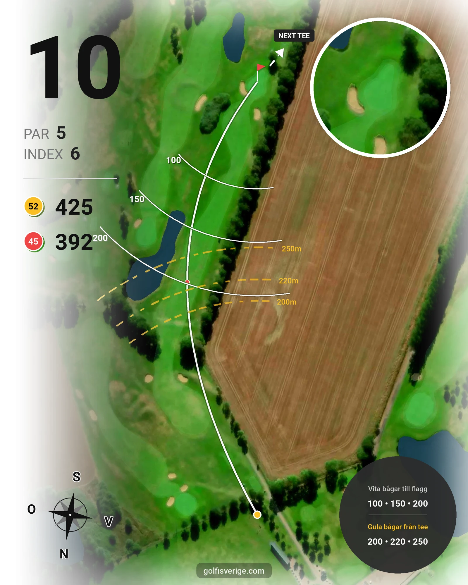 Banguide 2. Parkbanan 9 hål på Allerum Golfklubb - Hål 10 karta