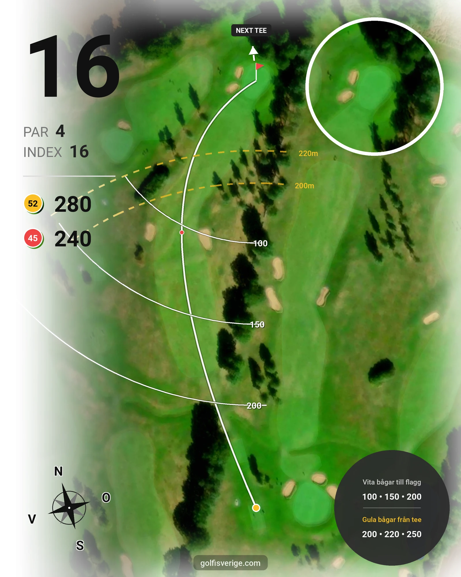 Banguide 2. Parkbanan 9 hål på Allerum Golfklubb - Hål 16 karta