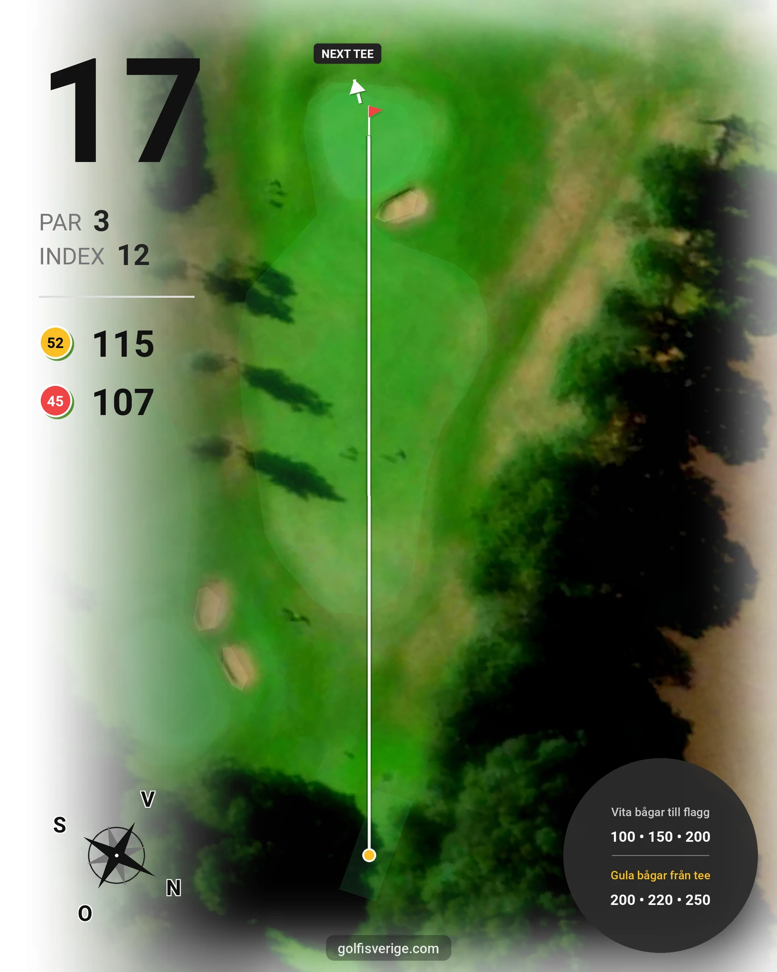 Banguide 2. Parkbanan 9 hål på Allerum Golfklubb - Hål 17 karta