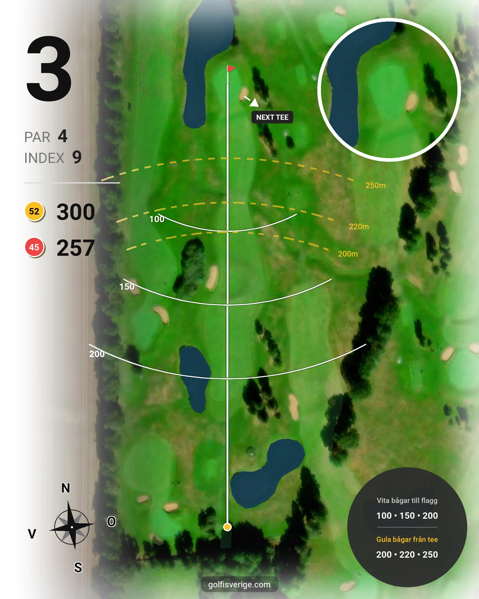 Banguide 2. Parkbanan 9 hål på Allerum Golfklubb - Hål 3 karta