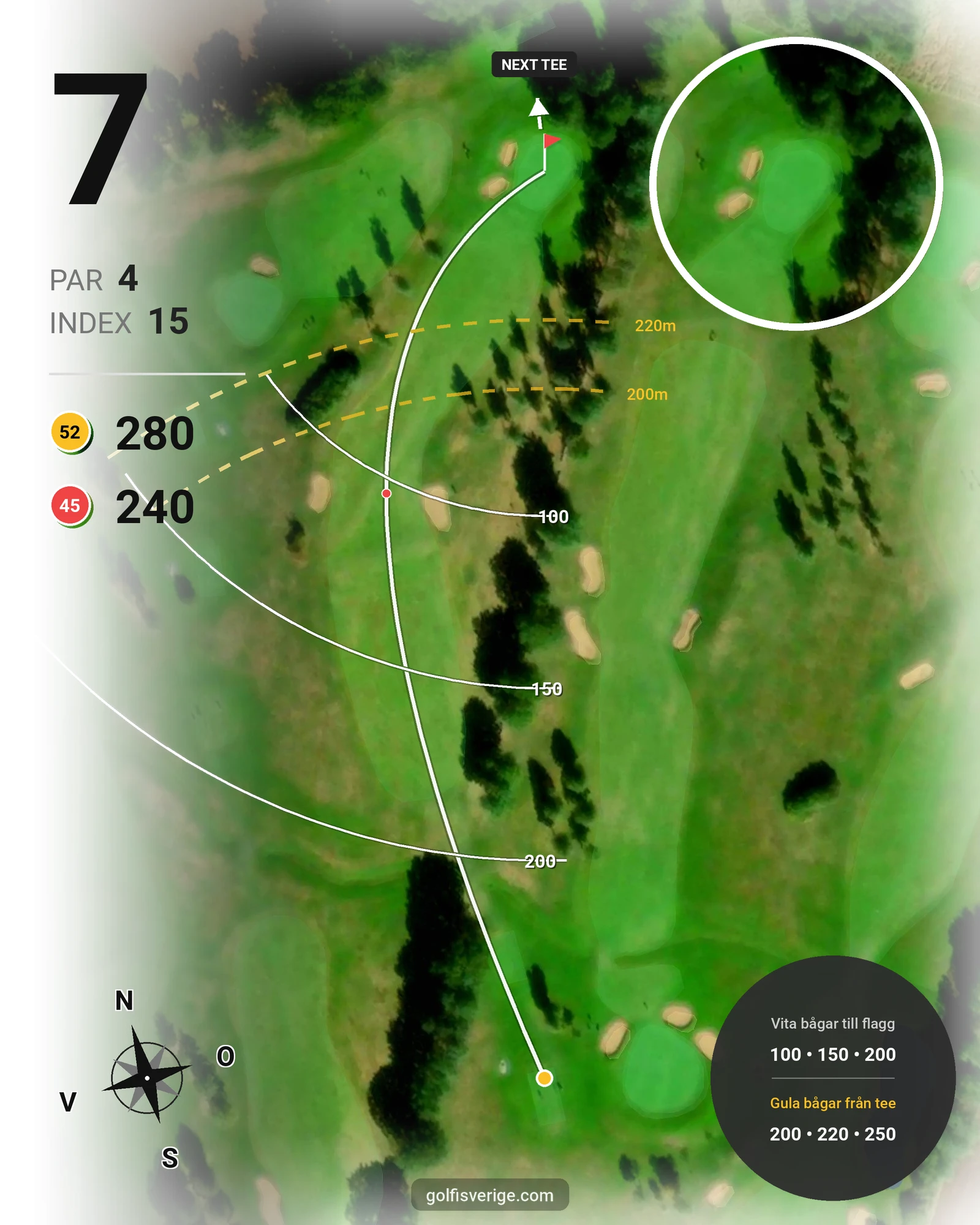 Banguide 2. Parkbanan 9 hål på Allerum Golfklubb - Hål 7 karta