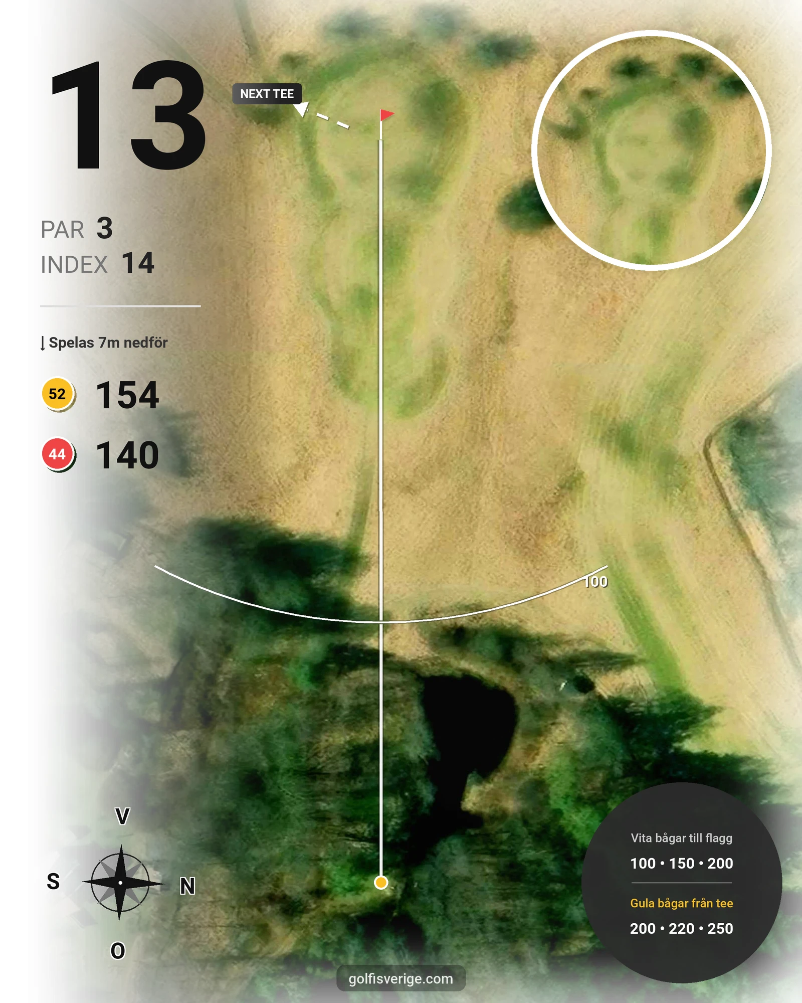 Banguide Allmags Golf & Country Club  hål 13 karta