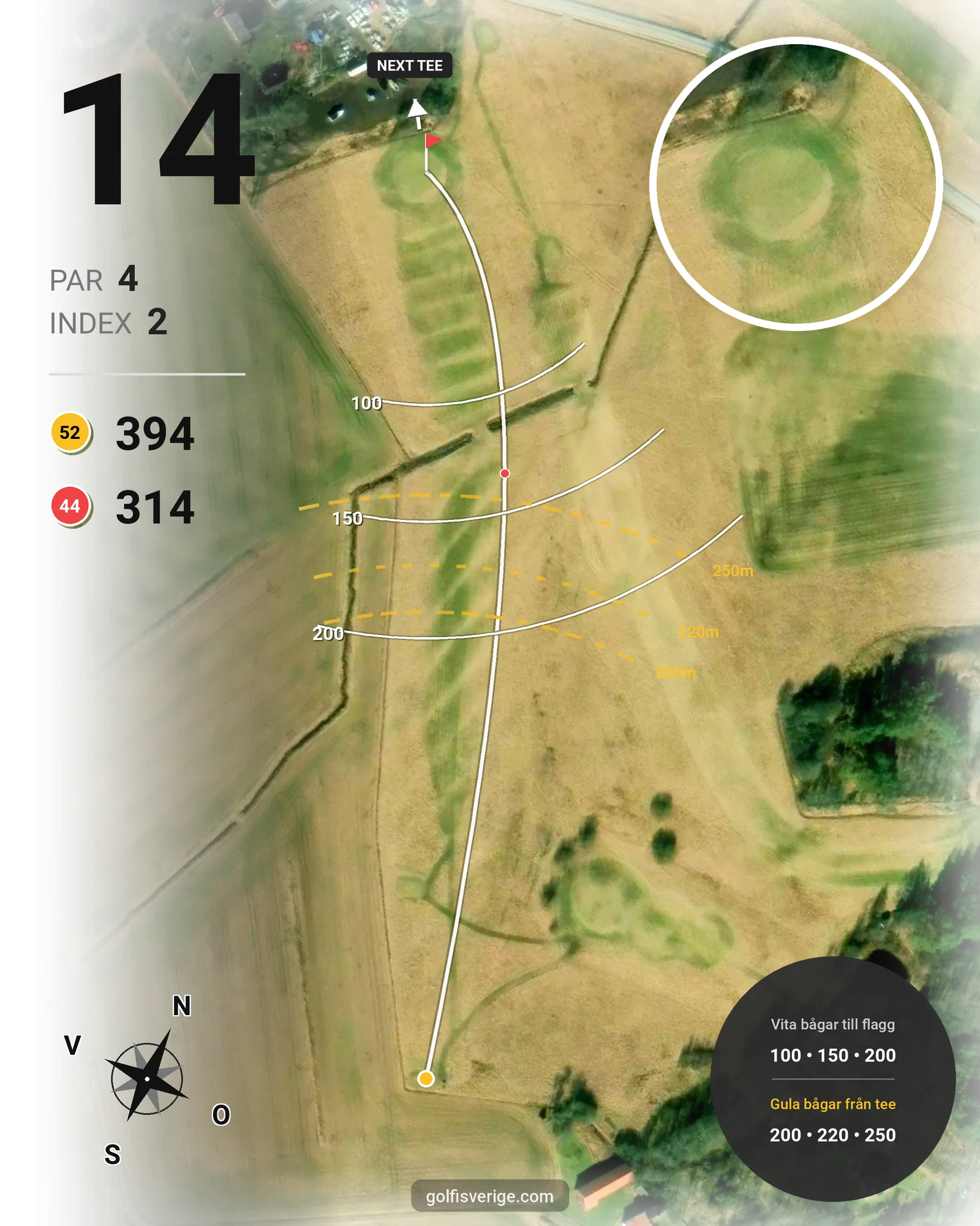 Banguide Allmags Golf & Country Club  hål 14 karta