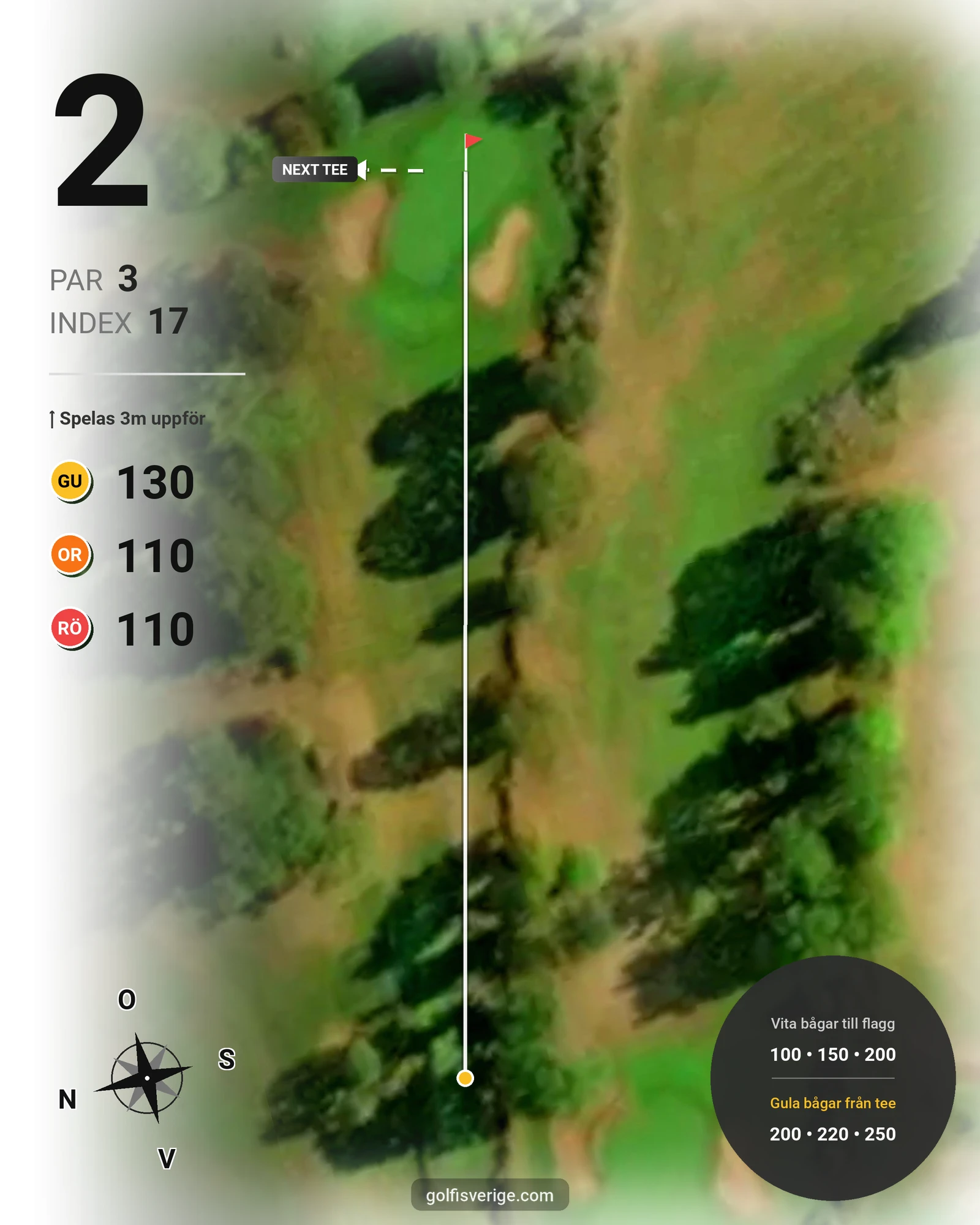 Banguide Äskya 18-hålsbana på Älmhults Golfklubb - Hål 2 karta