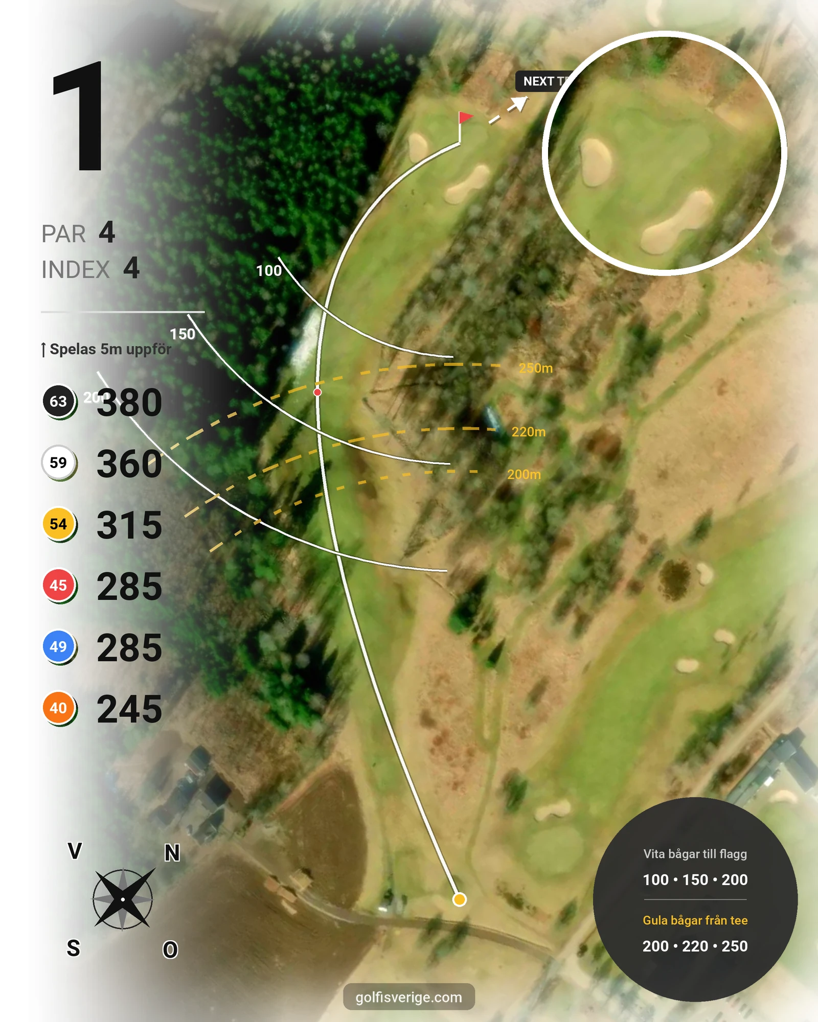 Banguide Alvesta Golfklubb hål 1 karta