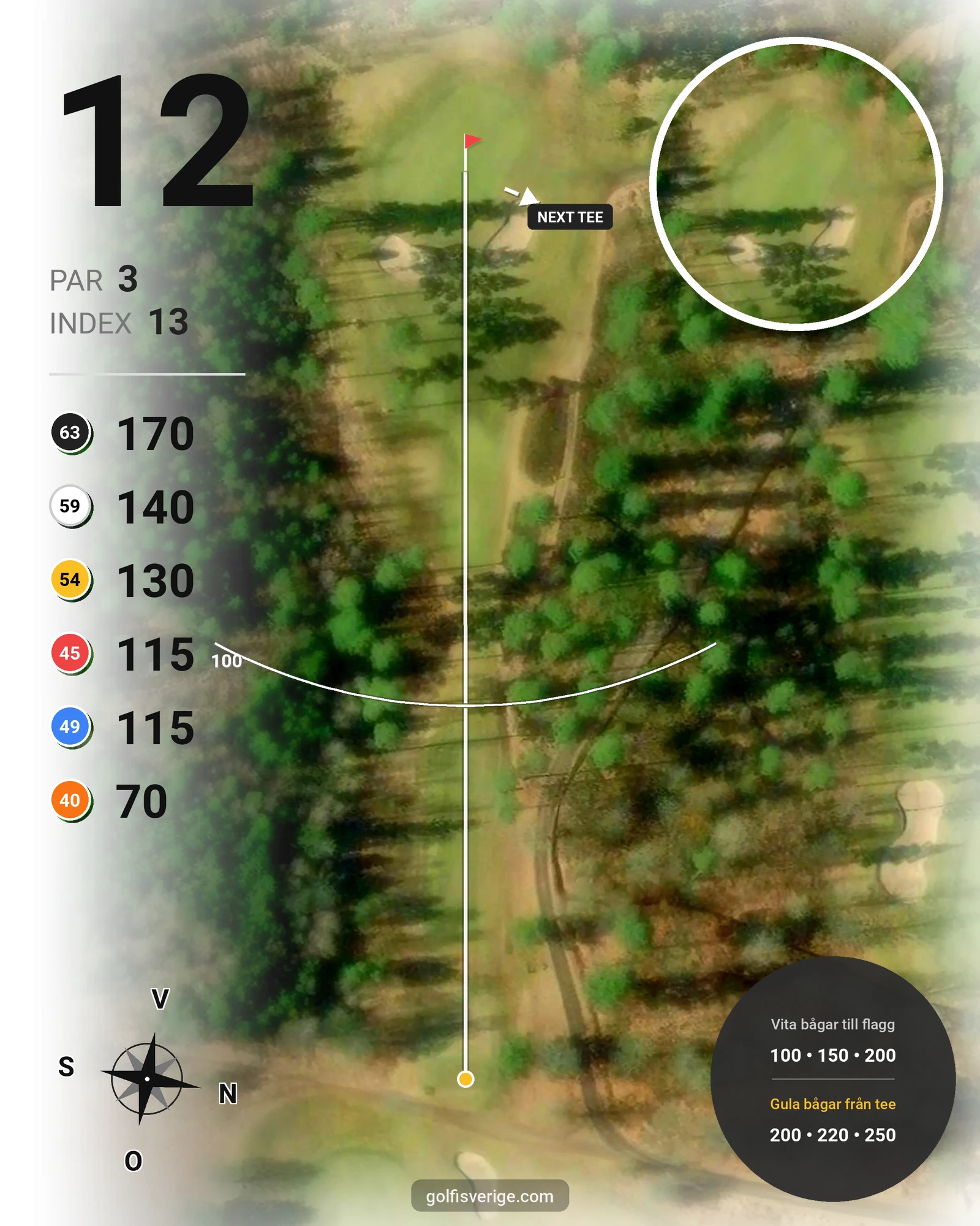Banguide Alvesta Golfklubb hål 12 karta