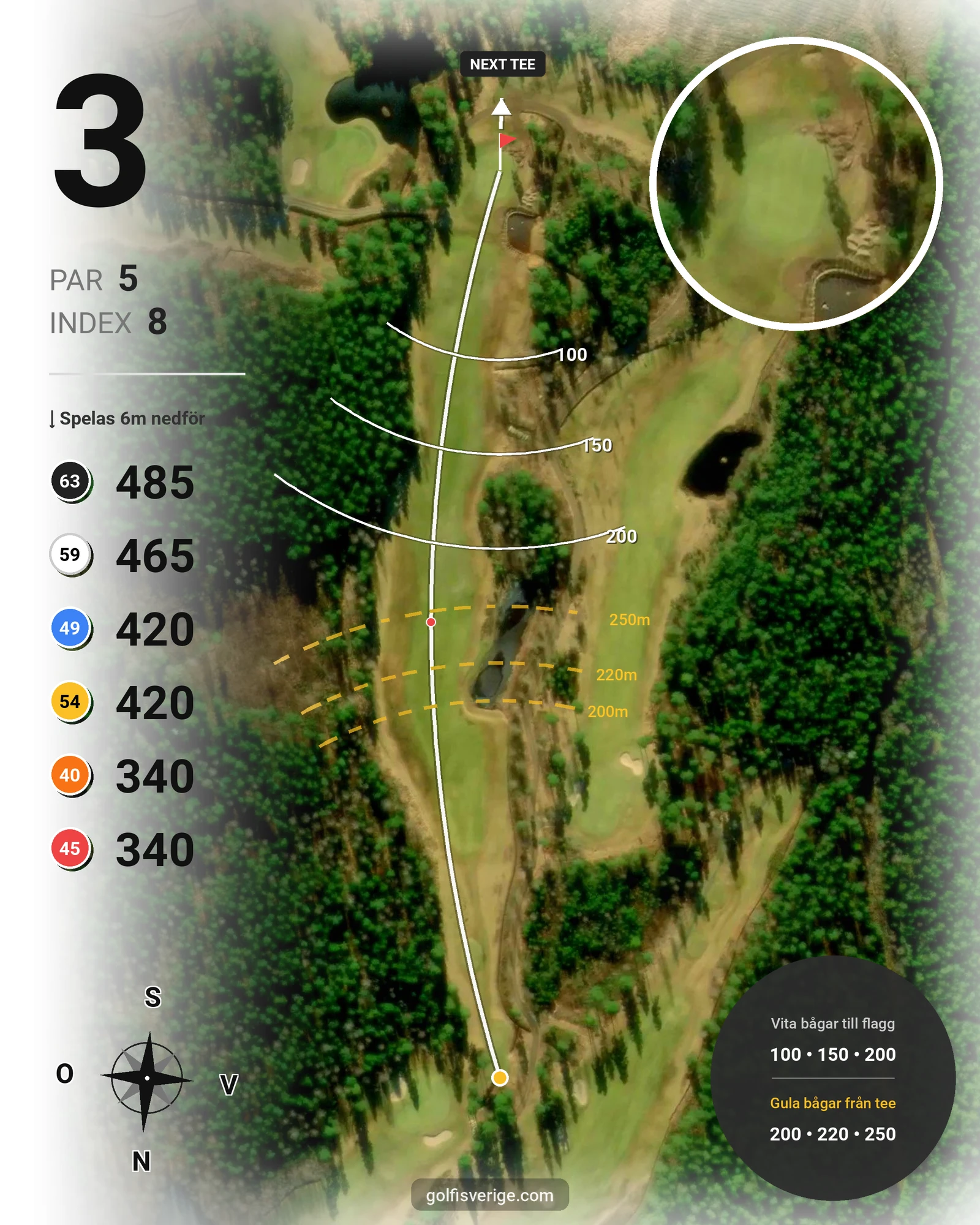 Banguide Alvesta Golfklubb hål 3 karta