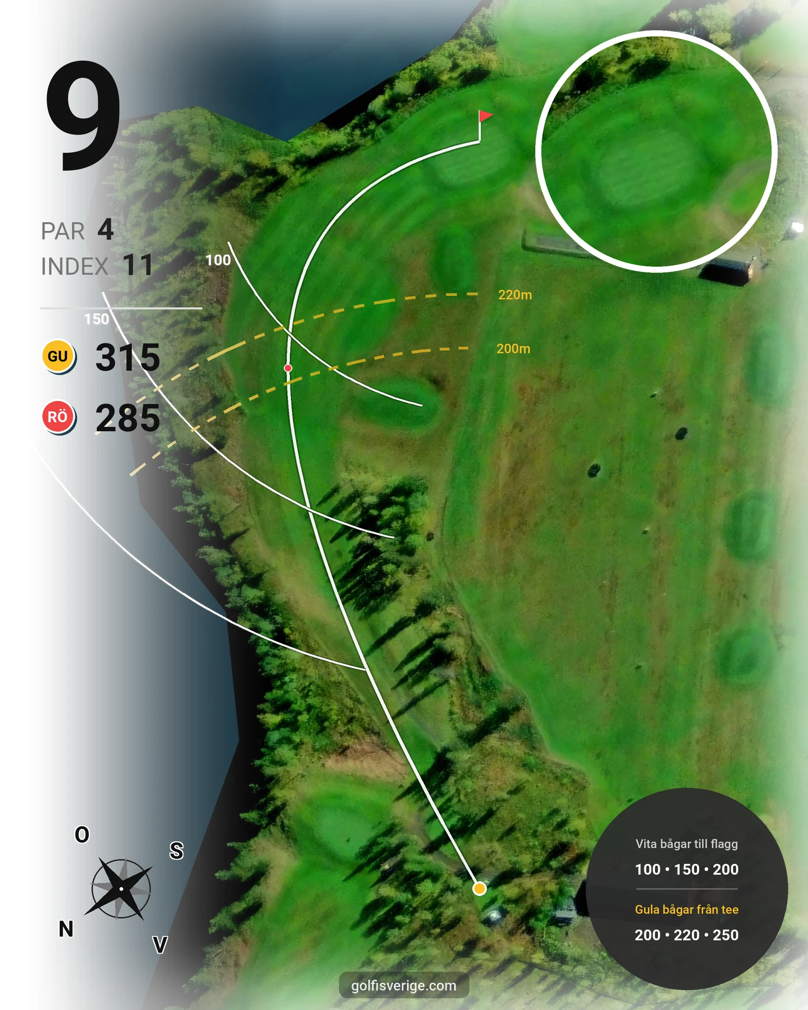 Banguide Åre Golfbana hål 9 karta