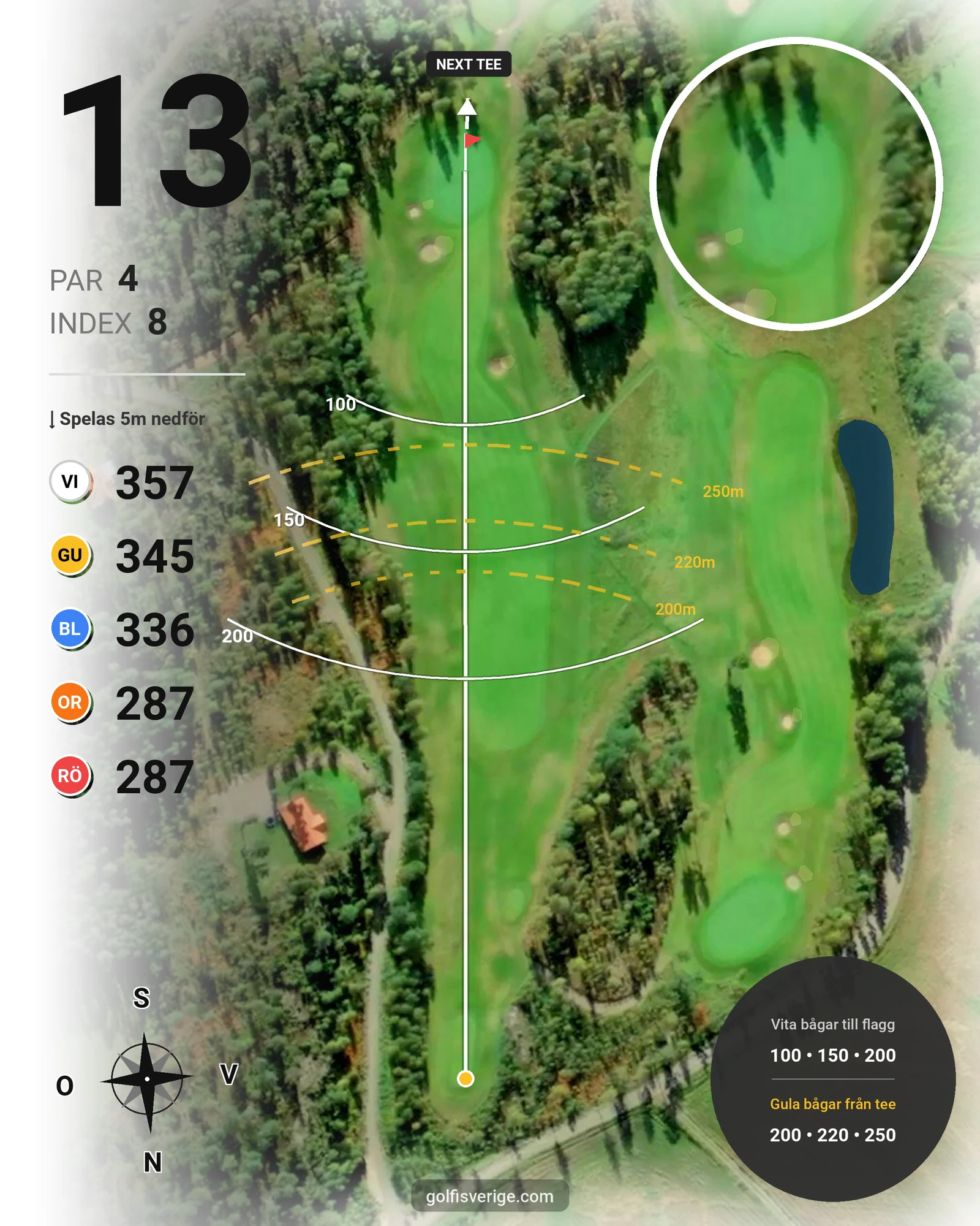 Banguide Årjängs GK på Årjängs Golfklubb - Hål 13 karta