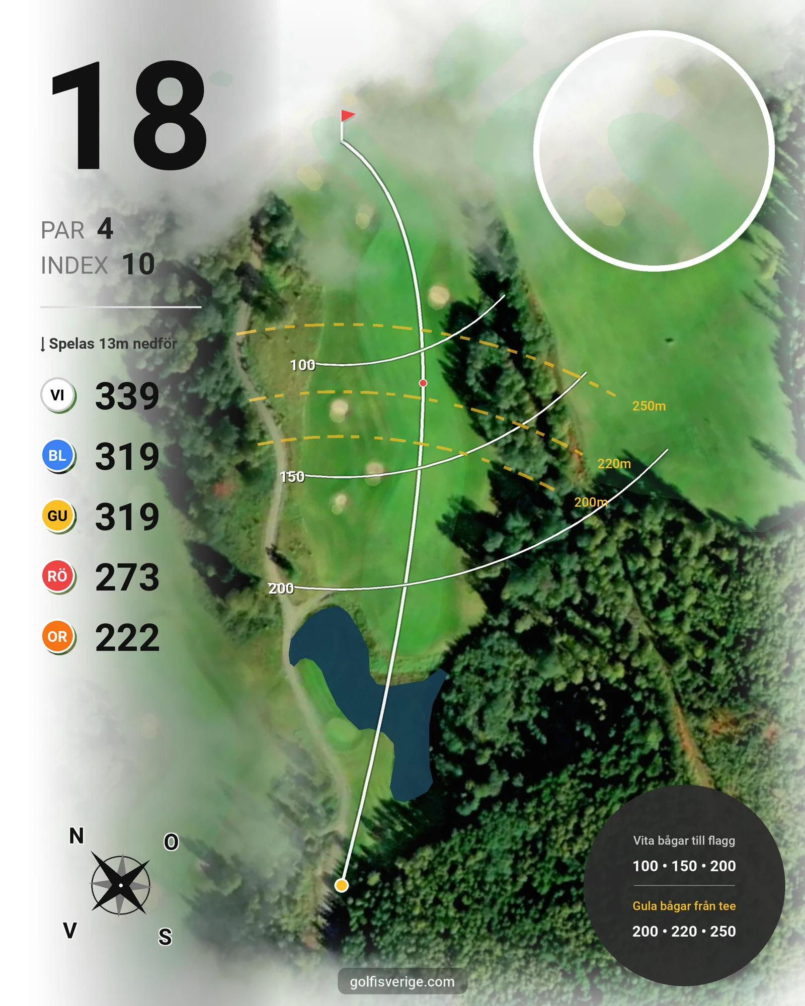 Banguide Årjängs GK på Årjängs Golfklubb - Hål 18 karta