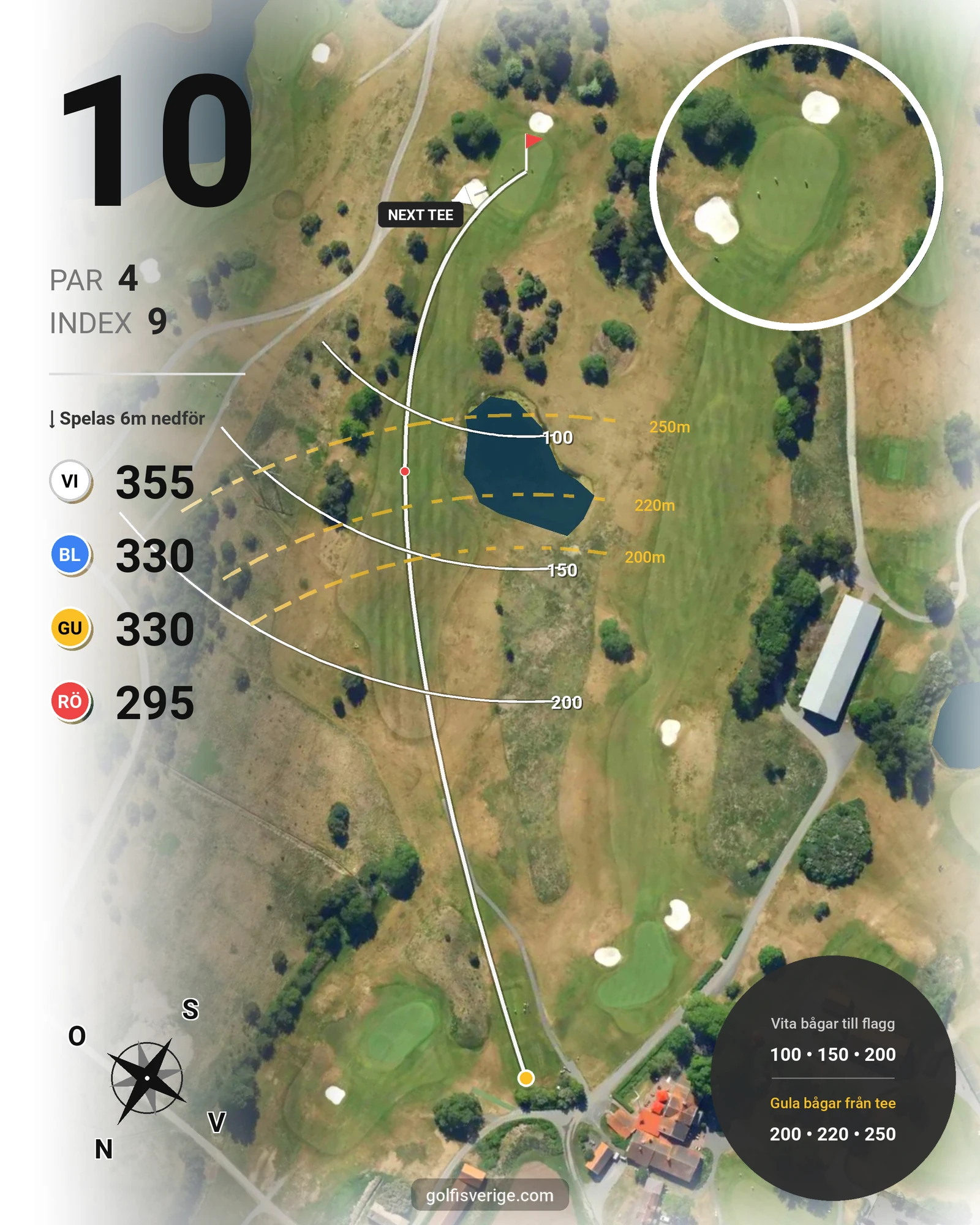 Banguide Masters Banan på Arlandastad Golfklubb - Hål 10 karta