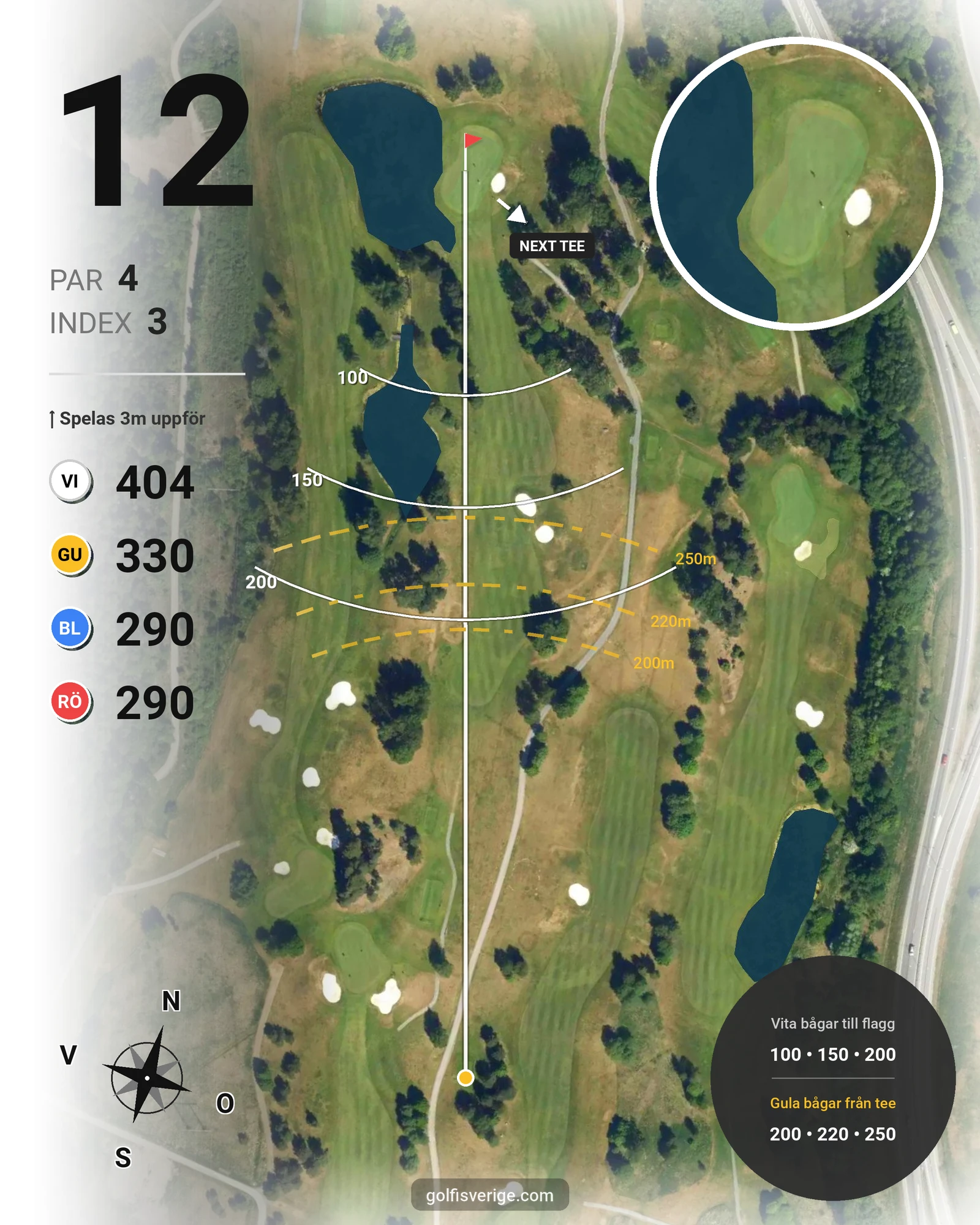 Banguide Masters Banan på Arlandastad Golfklubb - Hål 12 karta