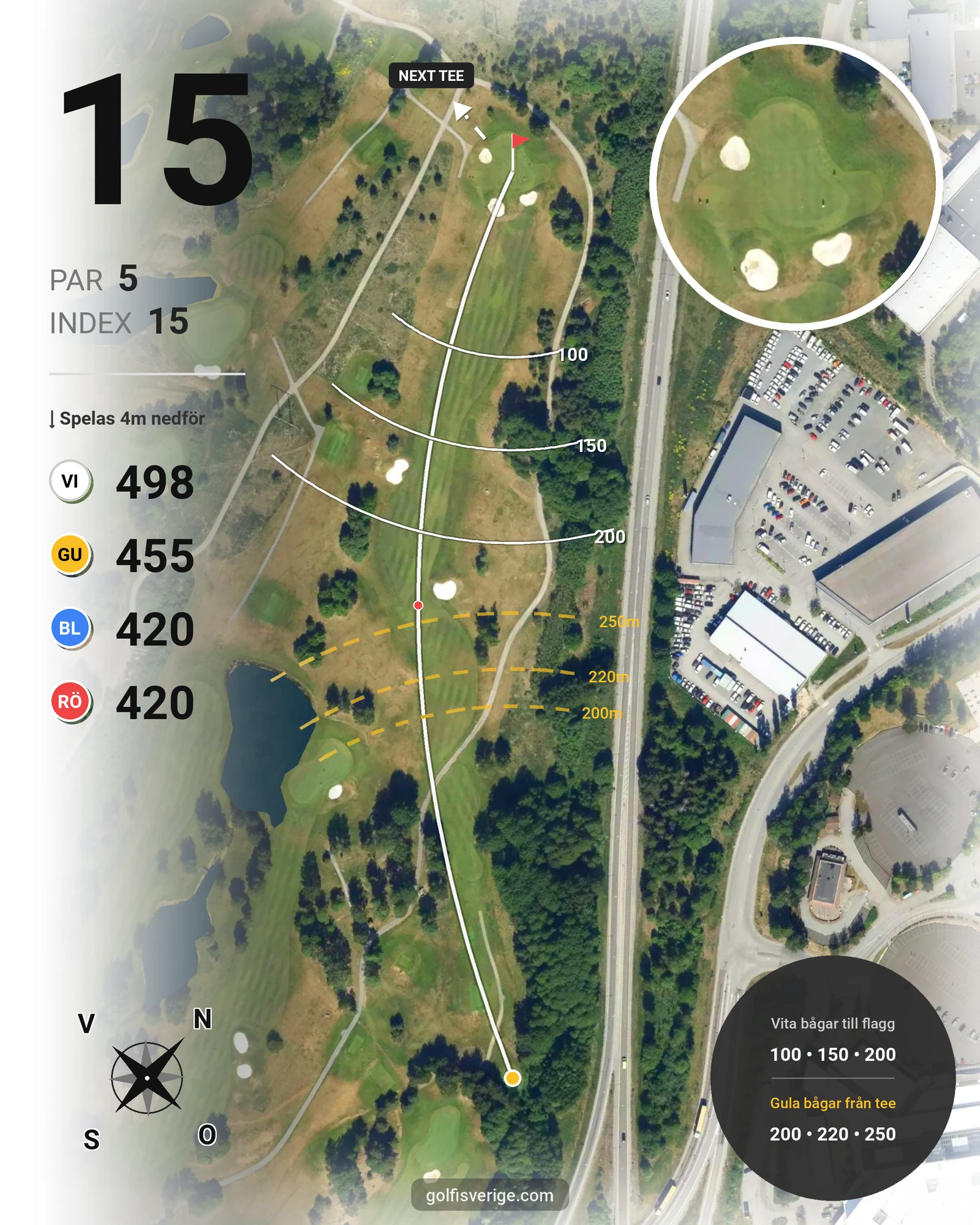 Banguide Masters Banan på Arlandastad Golfklubb - Hål 15 karta