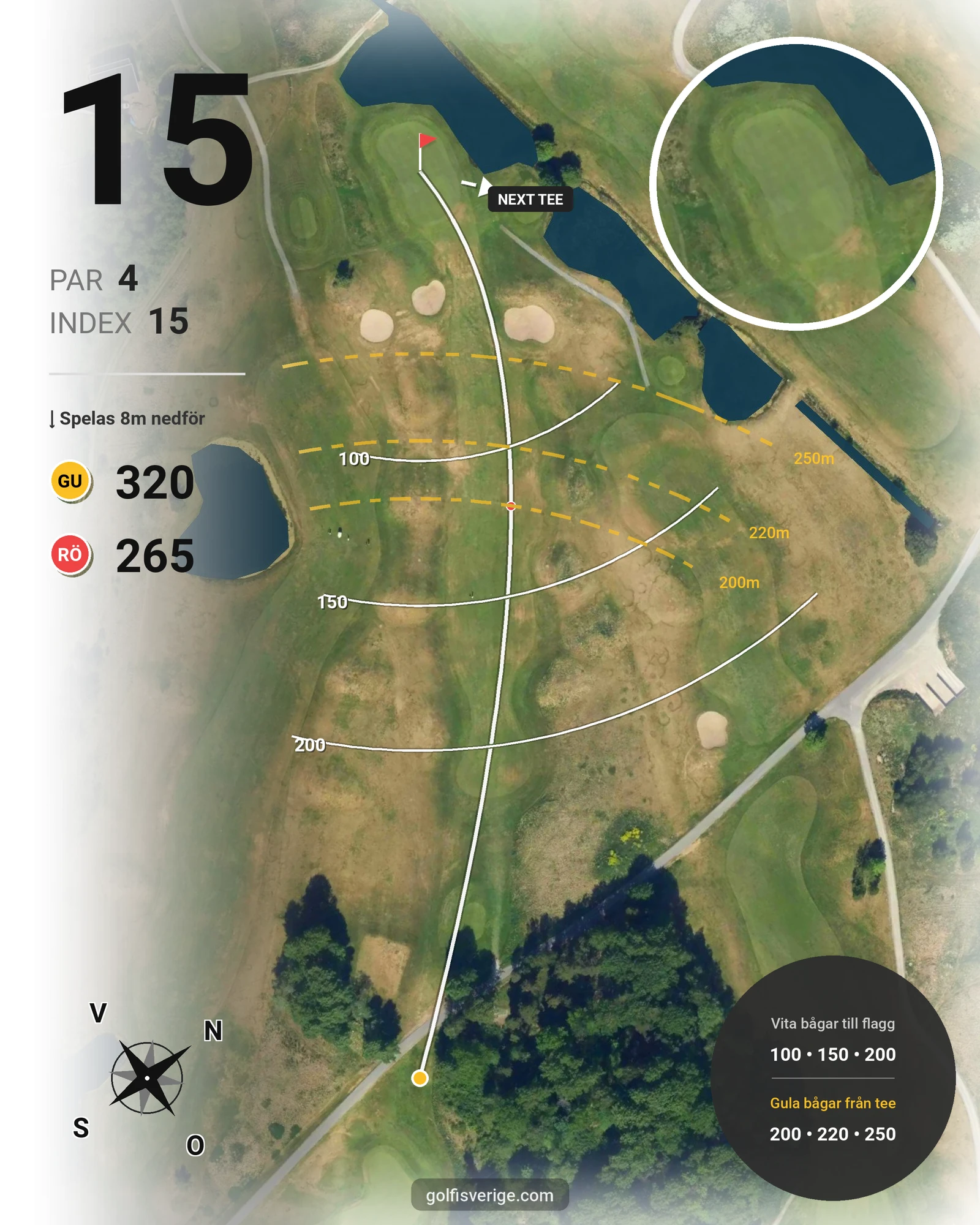 Banguide Nya Banan på Arlandastad Golfklubb - Hål 15 karta