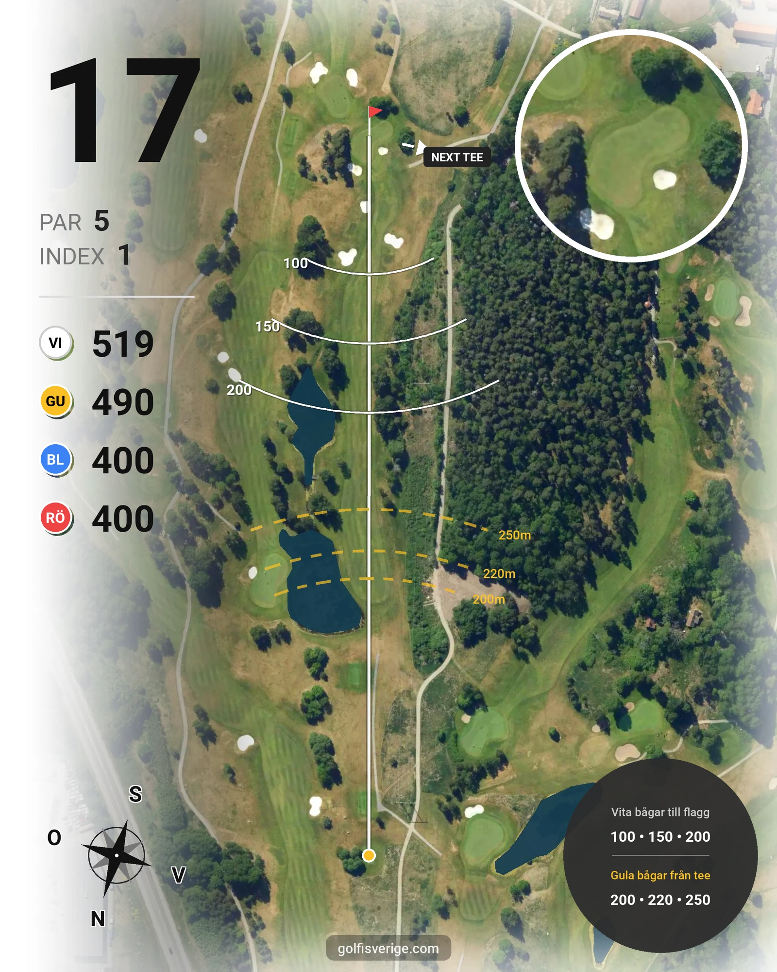 Banguide Masters Banan på Arlandastad Golfklubb - Hål 17 karta