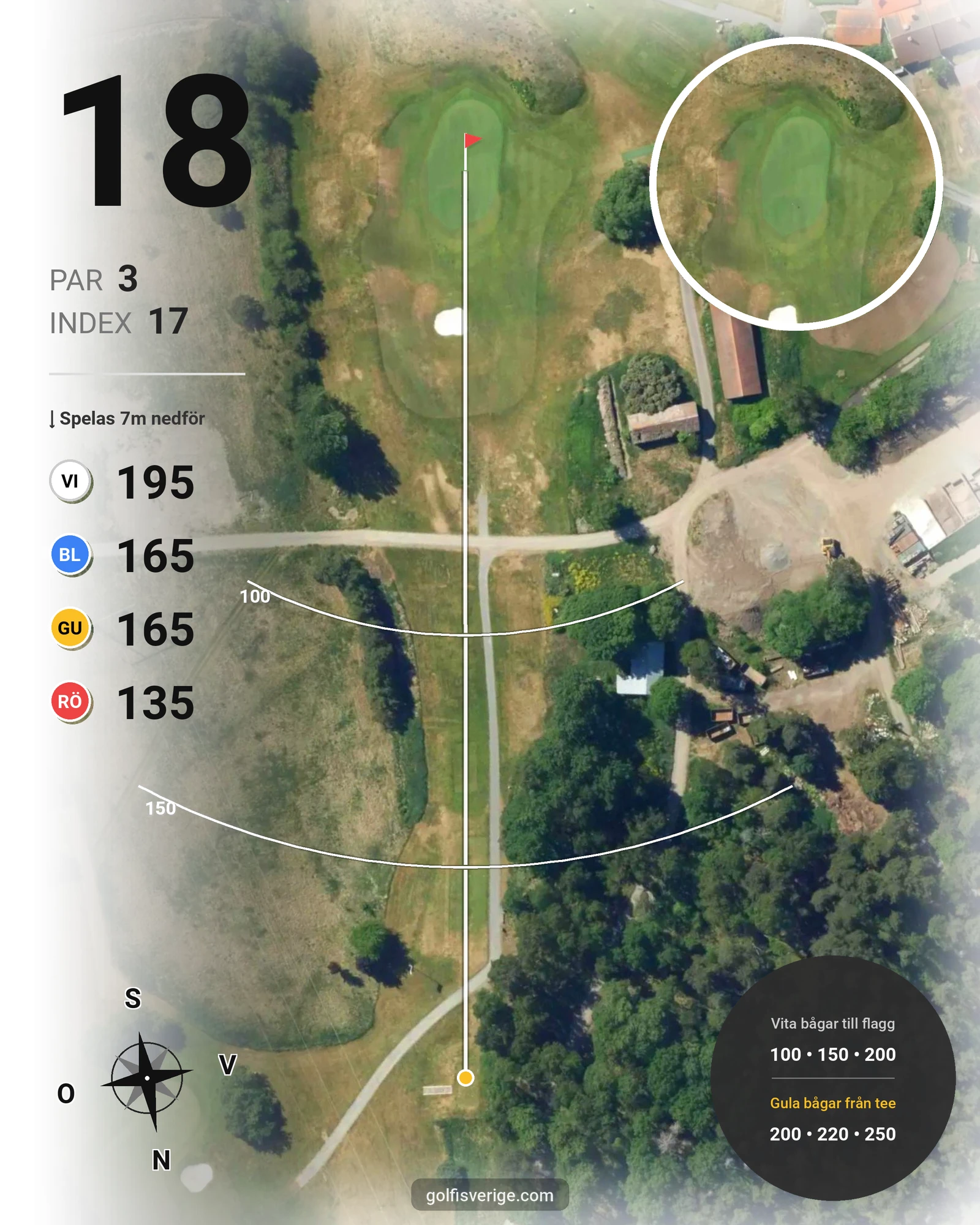 Banguide Masters Banan på Arlandastad Golfklubb - Hål 18 karta