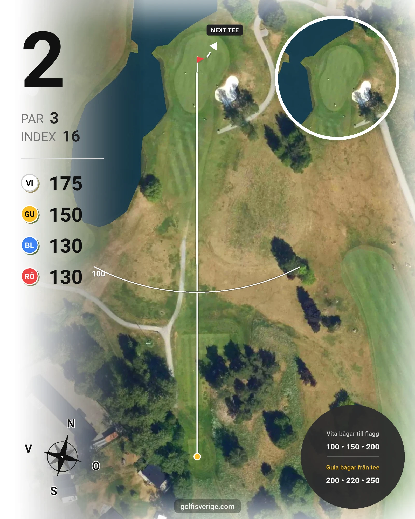 Banguide Masters Banan på Arlandastad Golfklubb - Hål 2 karta