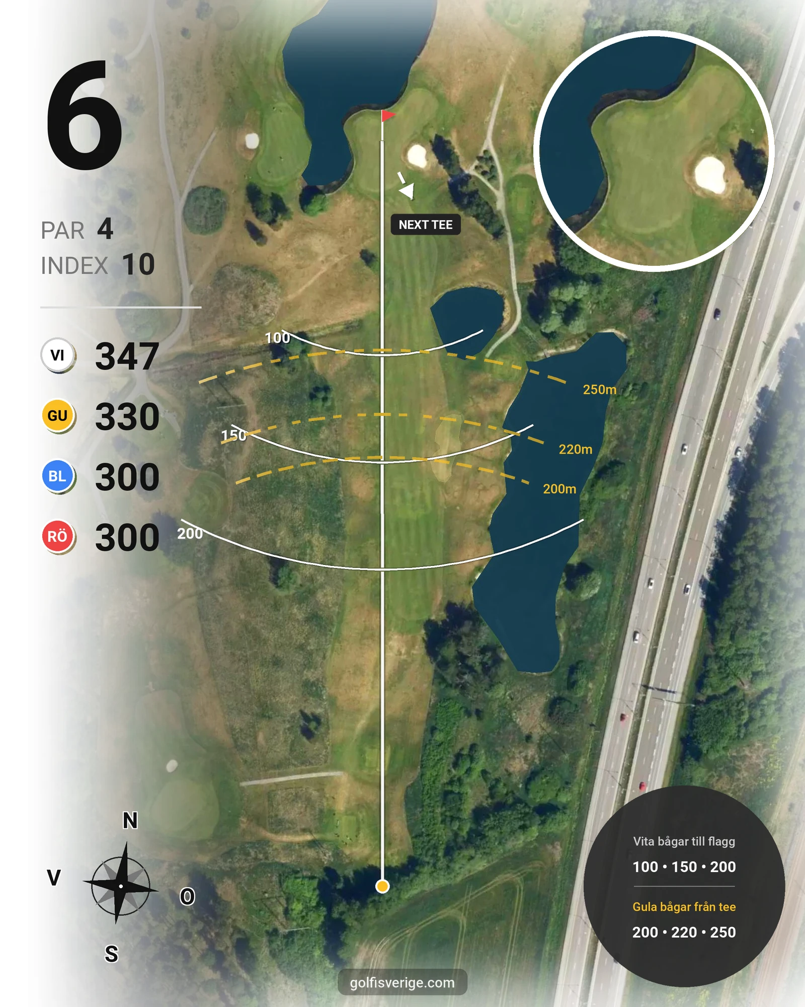 Banguide Masters Banan på Arlandastad Golfklubb - Hål 6 karta