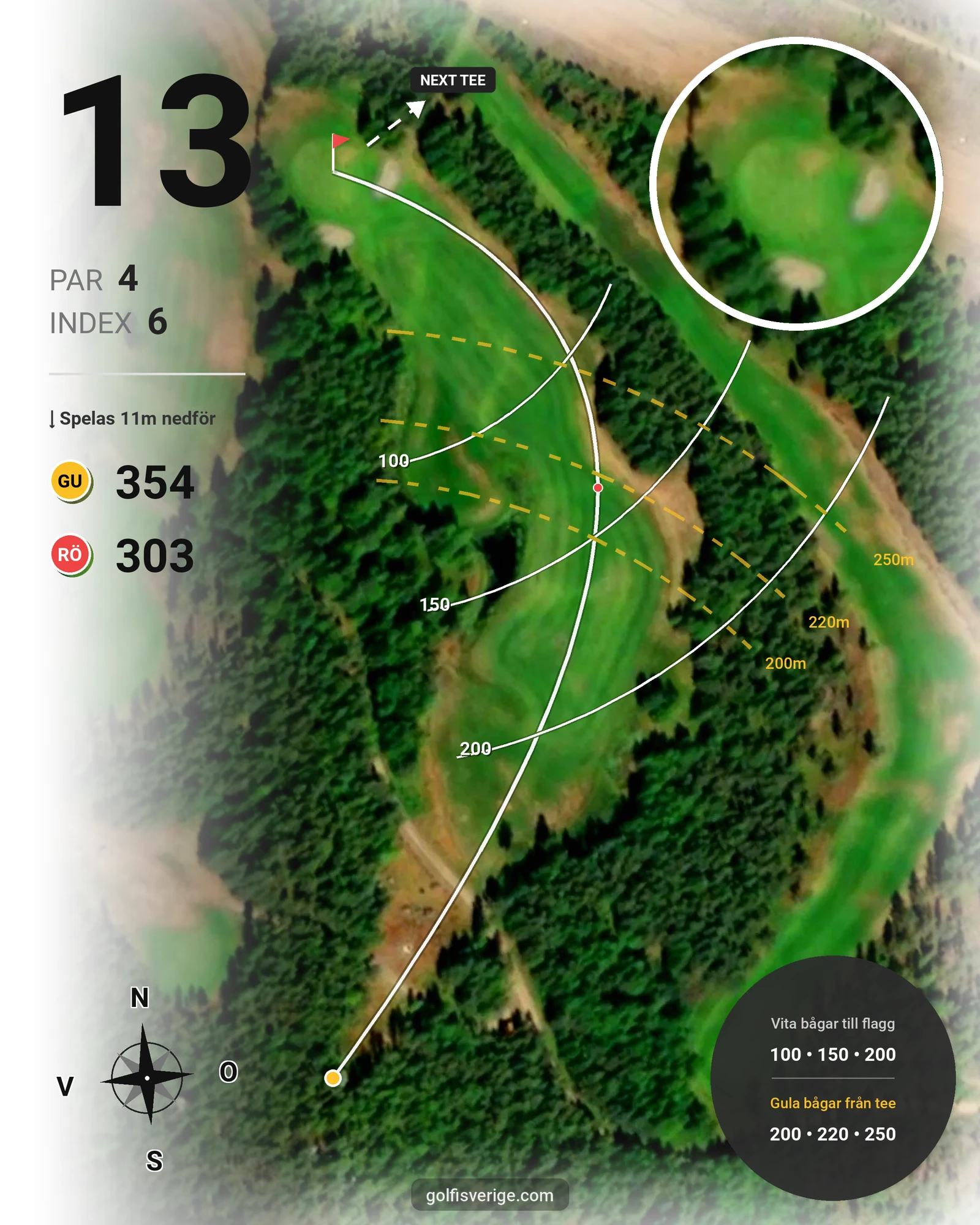 Banguide Åselebanan på Åsele Nya Golfklubb - Hål 13 karta