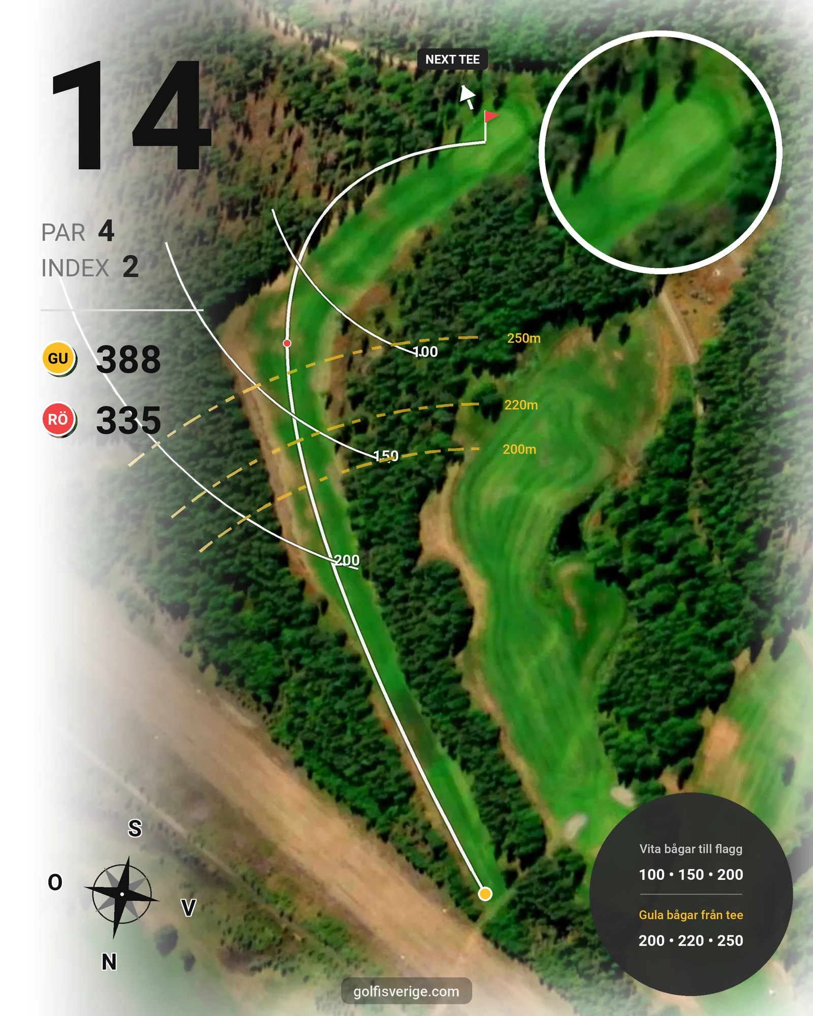 Banguide Åselebanan på Åsele Nya Golfklubb - Hål 14 karta