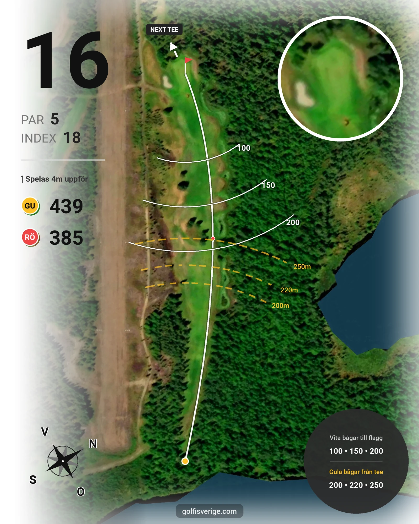 Banguide Åselebanan på Åsele Nya Golfklubb - Hål 16 karta
