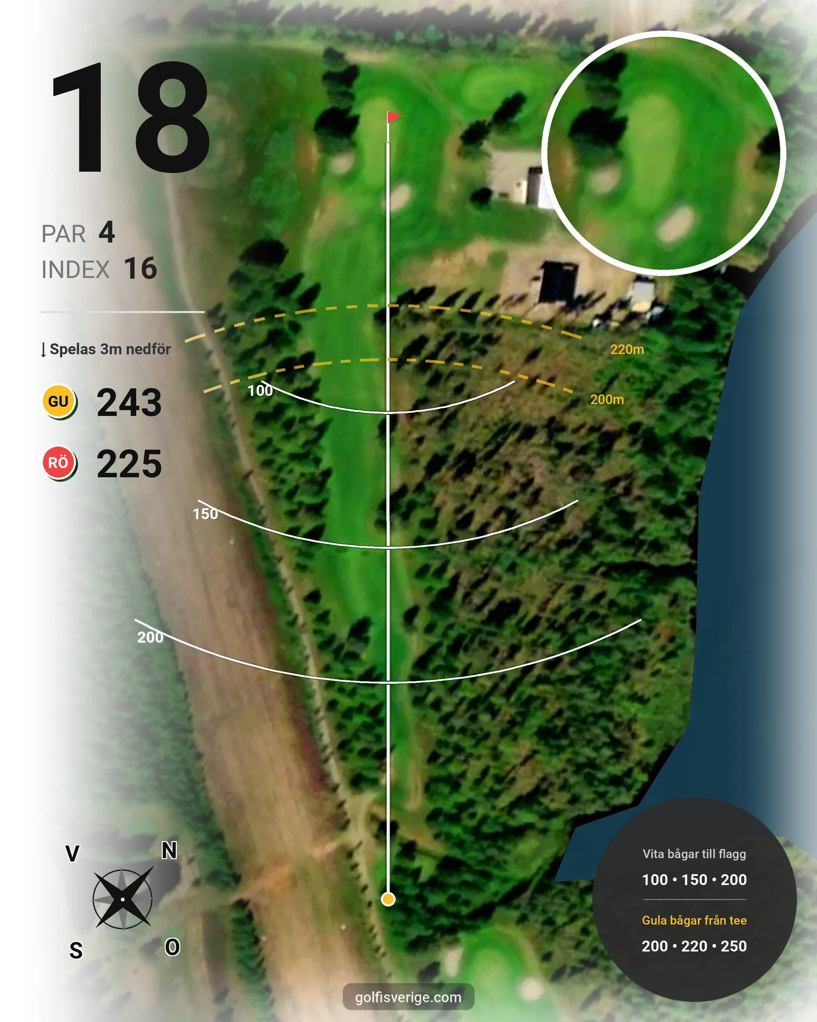 Banguide Åselebanan på Åsele Nya Golfklubb - Hål 18 karta