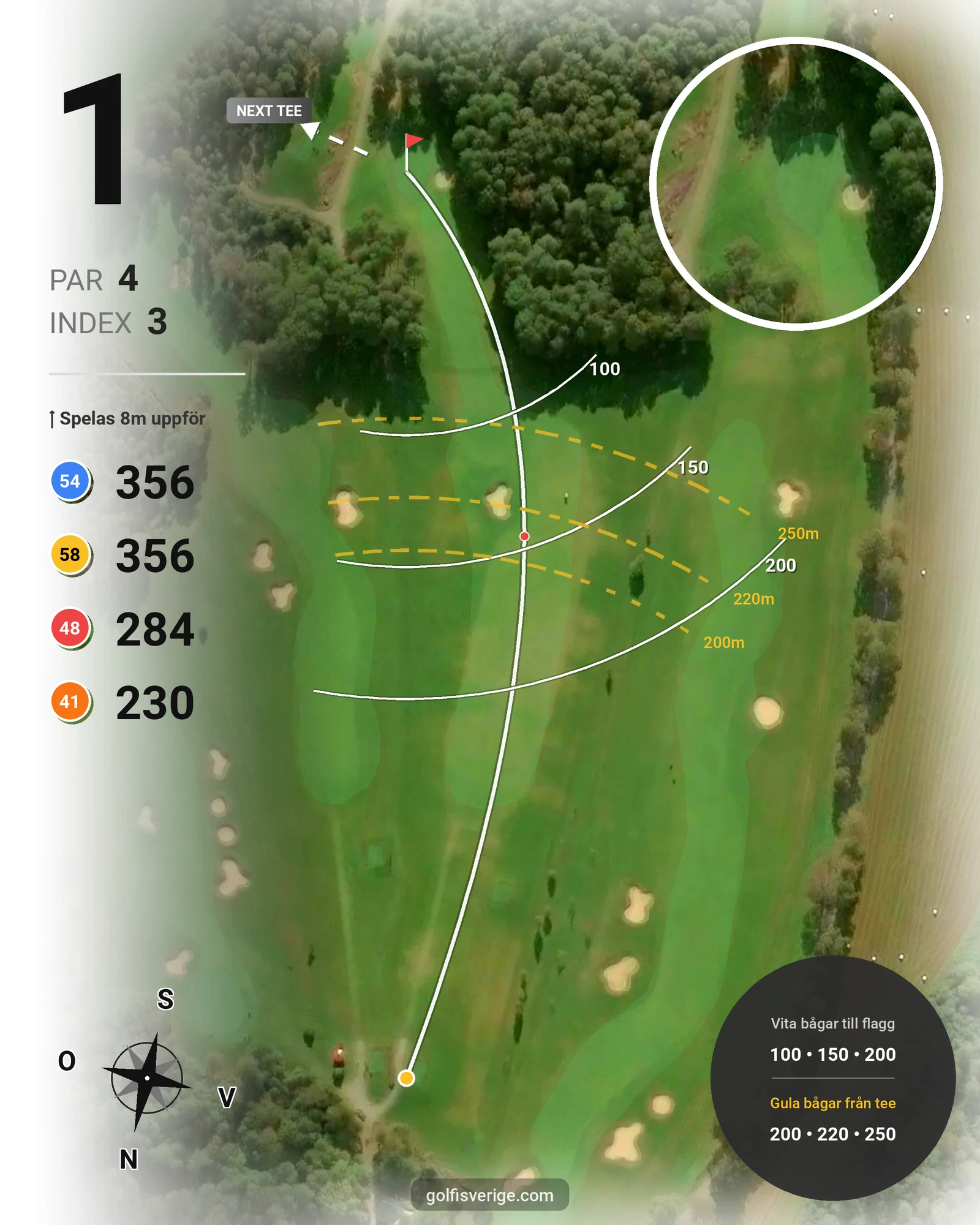 Banguide Åsundsholm på Åsundsholms Golfklubb - Hål 1 karta